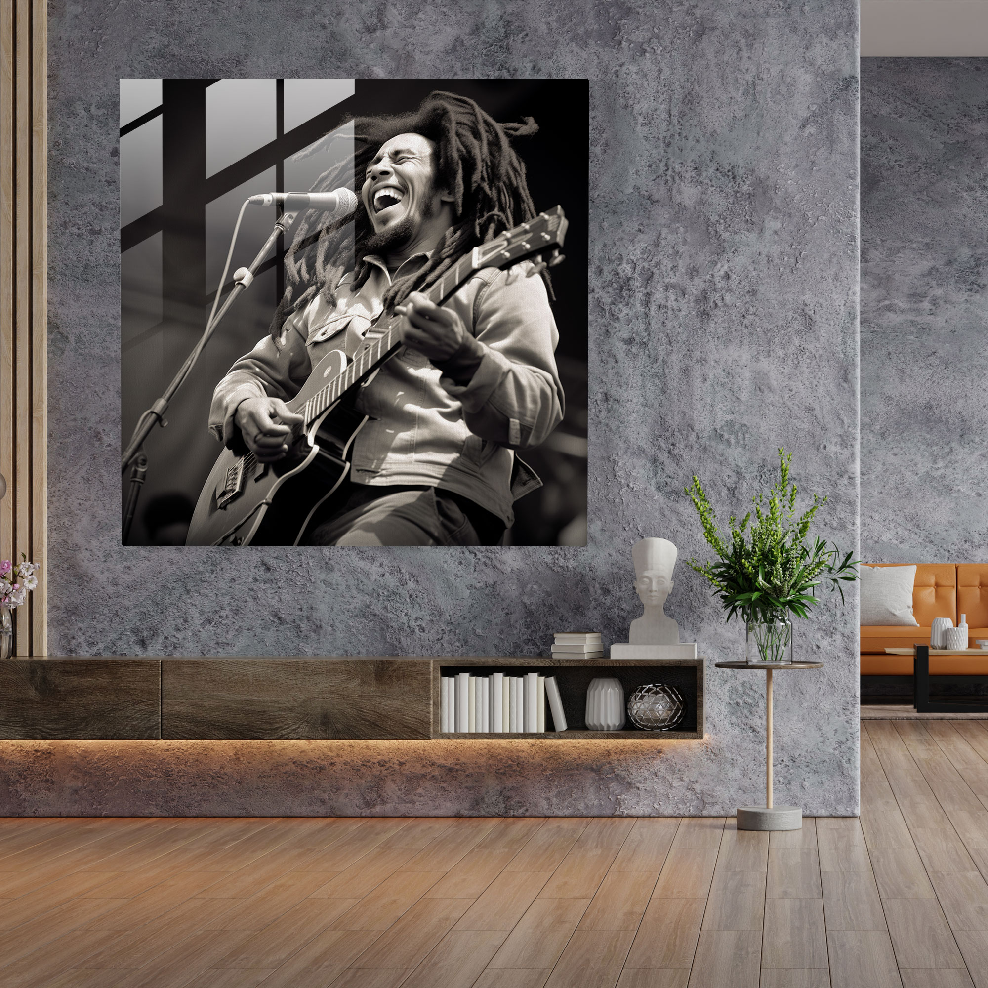Bob Marley Glass Print - Iconic Concert Moment - Bob Marley, Black And White Photograph, Glass Art, Concert Moment