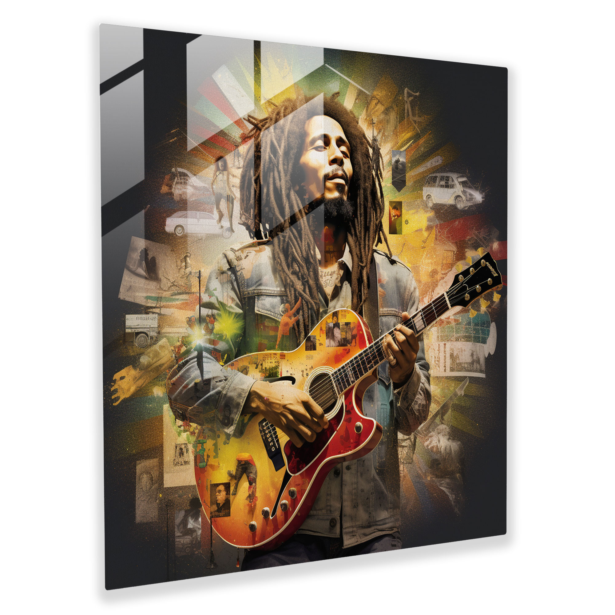 Bob Marley Glass Print - Musical Journey Collage - Bob Marley, Bob Marley, Glass Art, Modern Art
