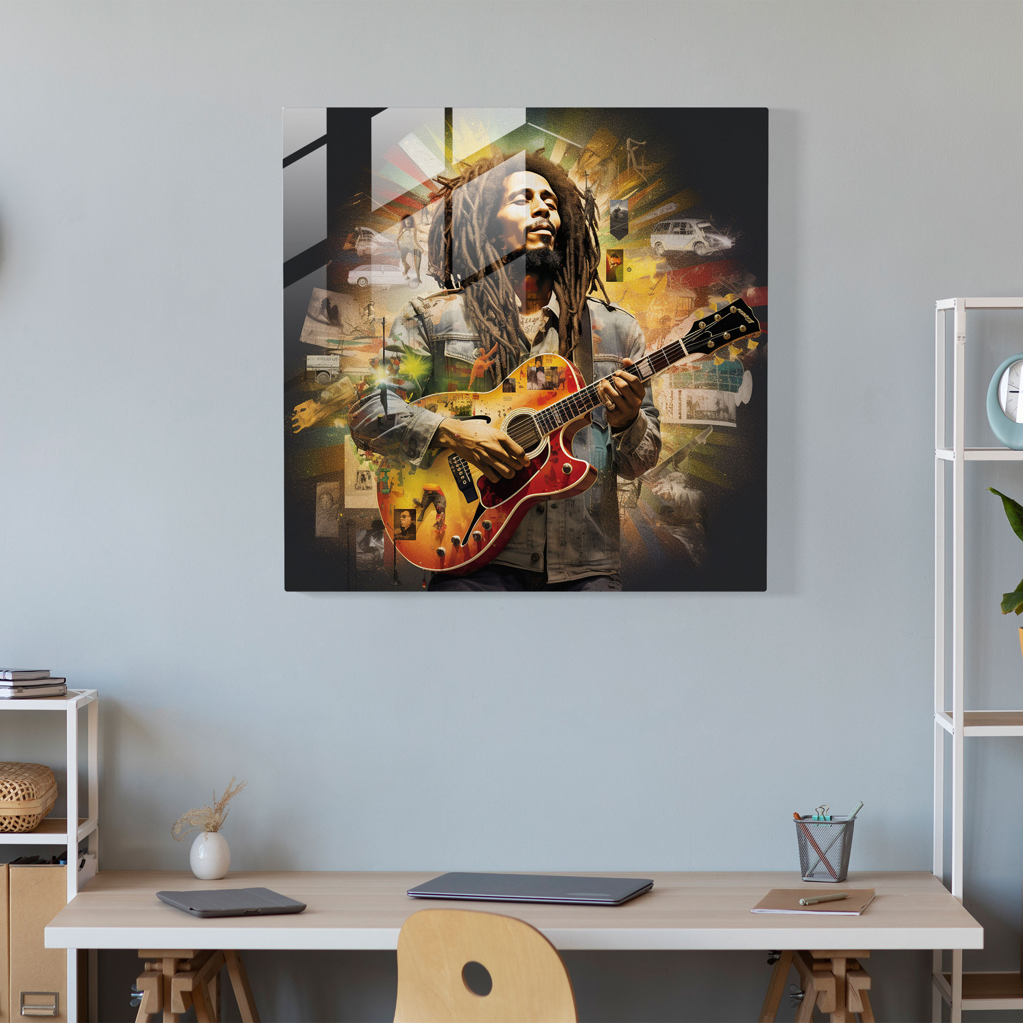 Bob Marley Glass Print - Musical Journey Collage - Bob Marley, Bob Marley, Glass Art, Modern Art