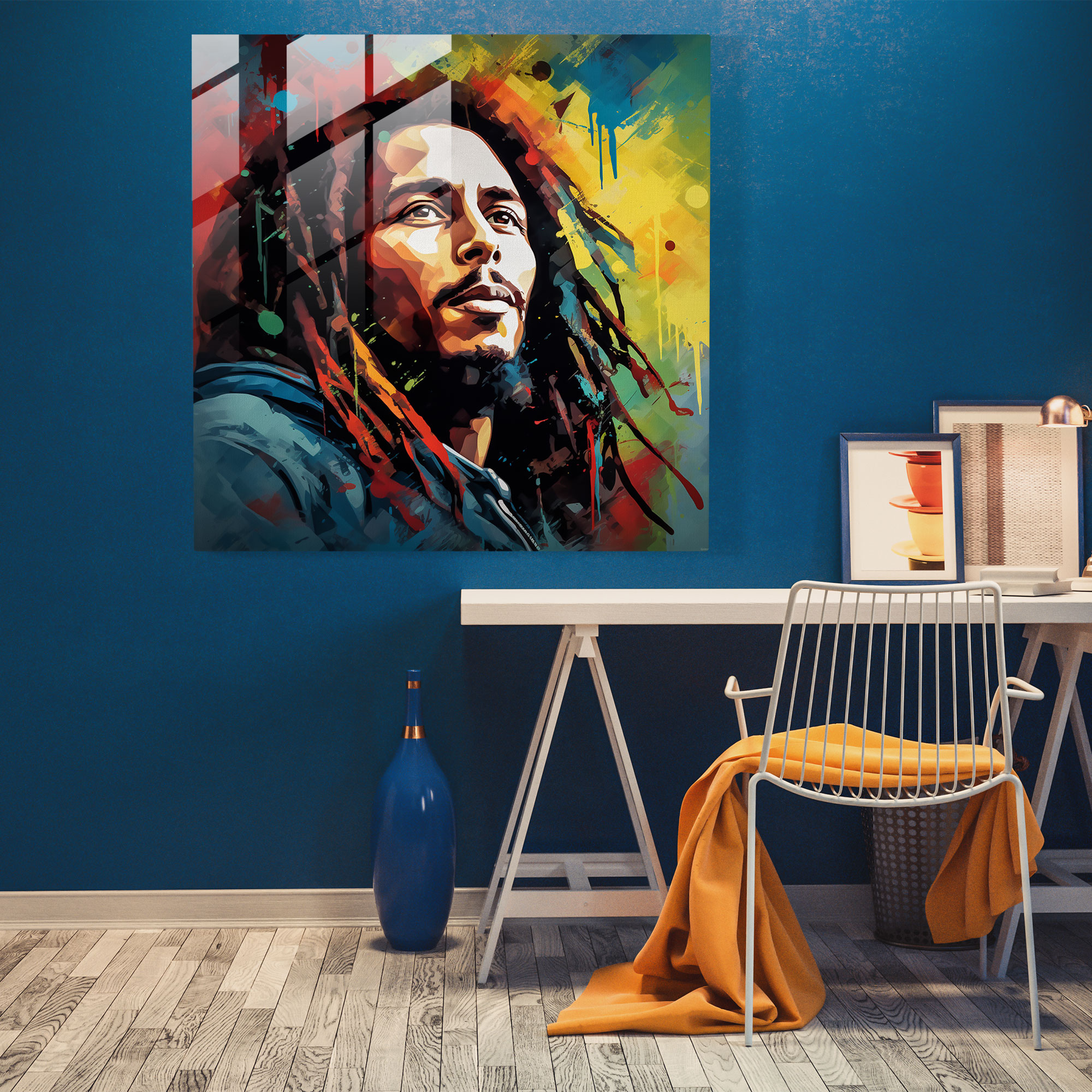 Urban Bob Marley Glass Print - Bob Marley, Bob Marley, Glass Wall Art, Wall Decoration