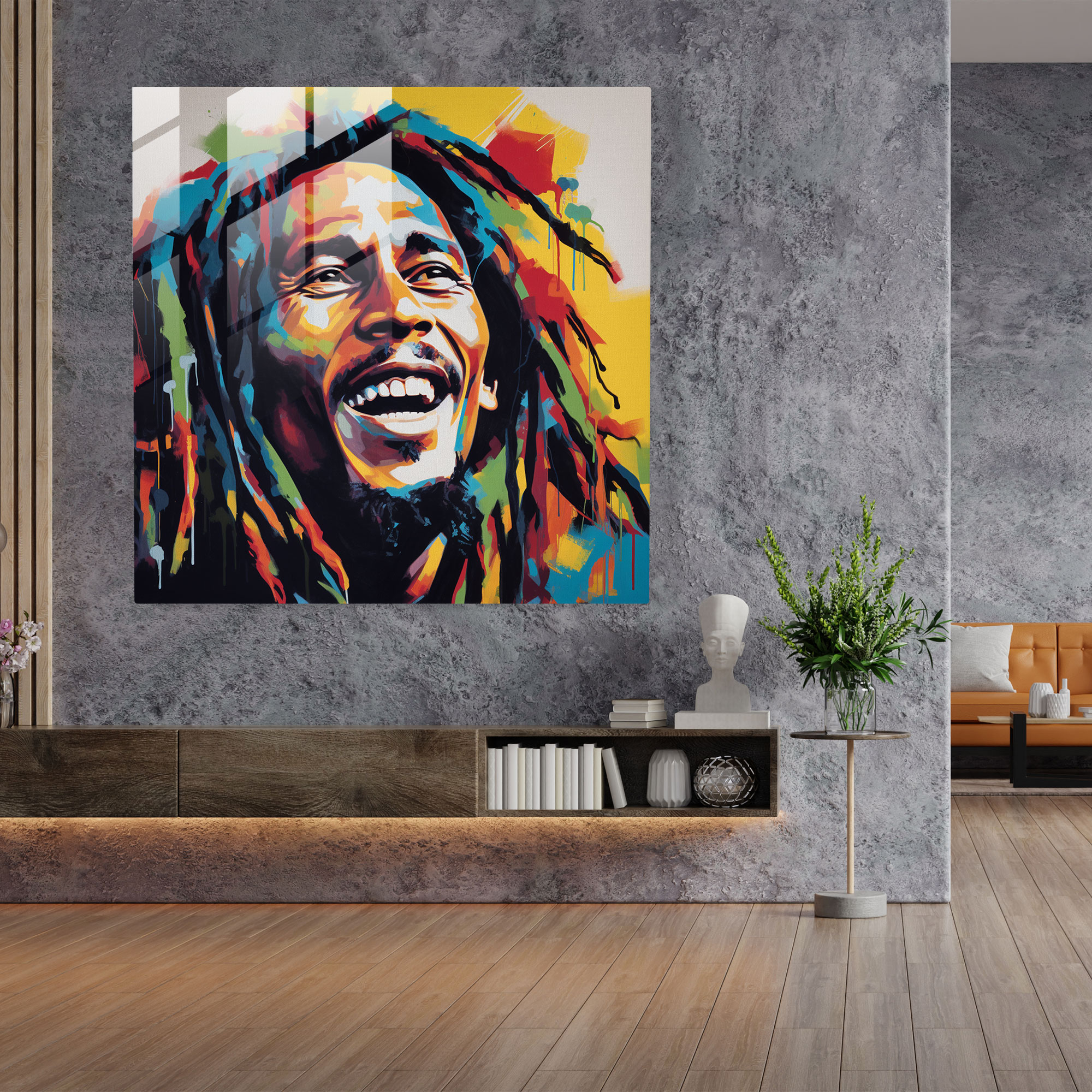 Pop Art Bob Marley Glass Print - Bob Marley, Modern Art, Vibrant Colors, Glass Art
