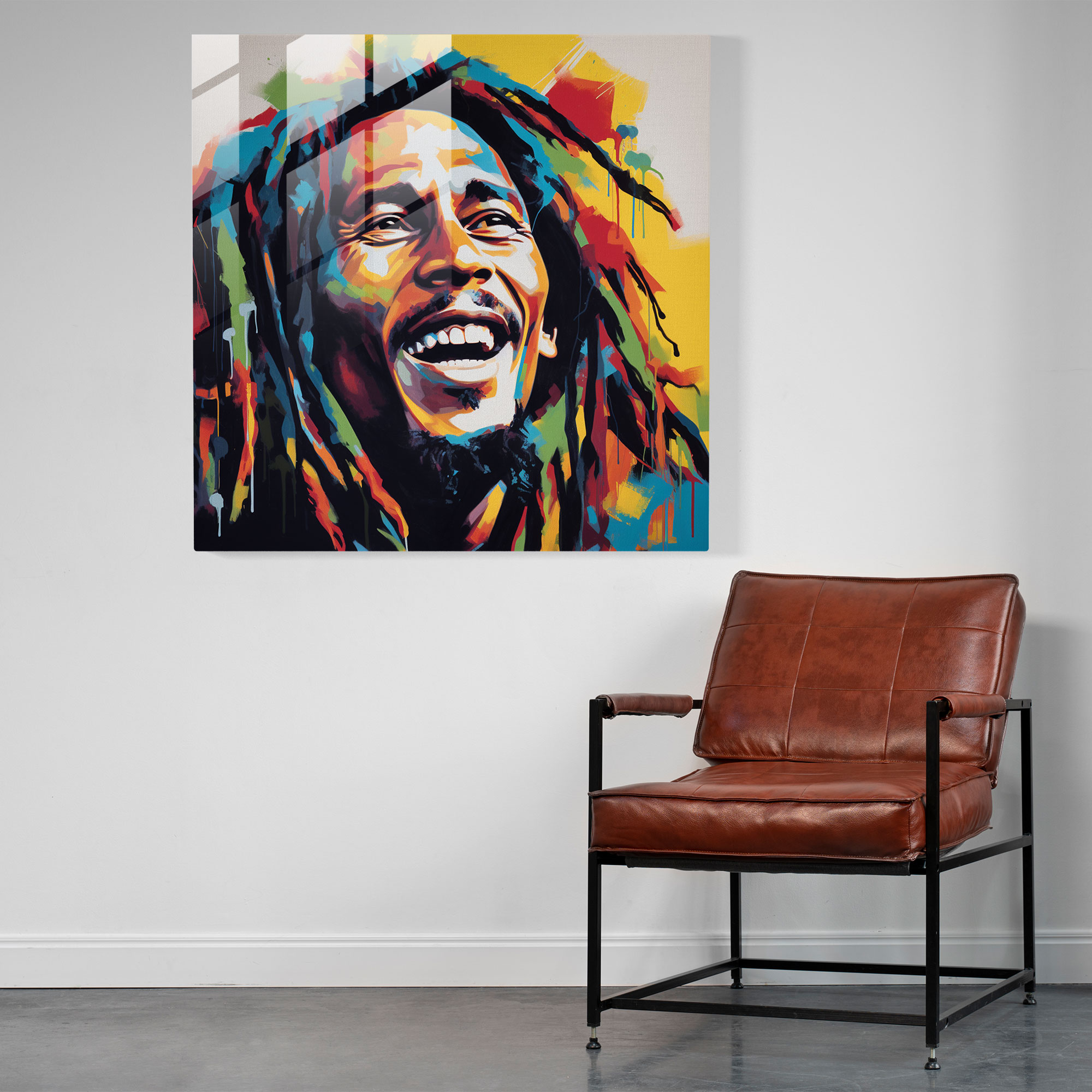 Pop Art Bob Marley Glass Print - Bob Marley, Modern Art, Vibrant Colors, Glass Art