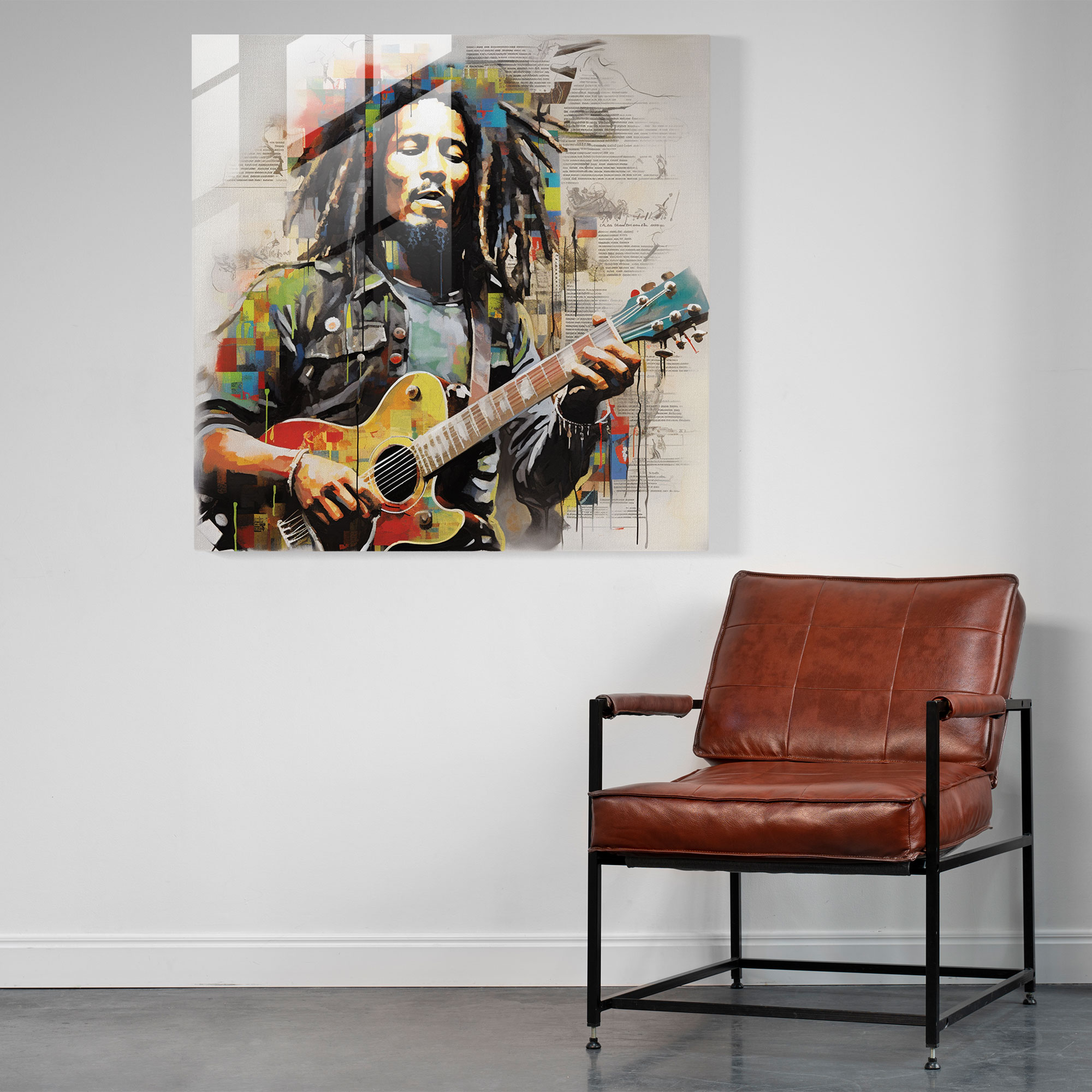 Bob Marley Lyrics Glass Print - Bob Marley, Home Decoration, Lyrics, Glass Art
