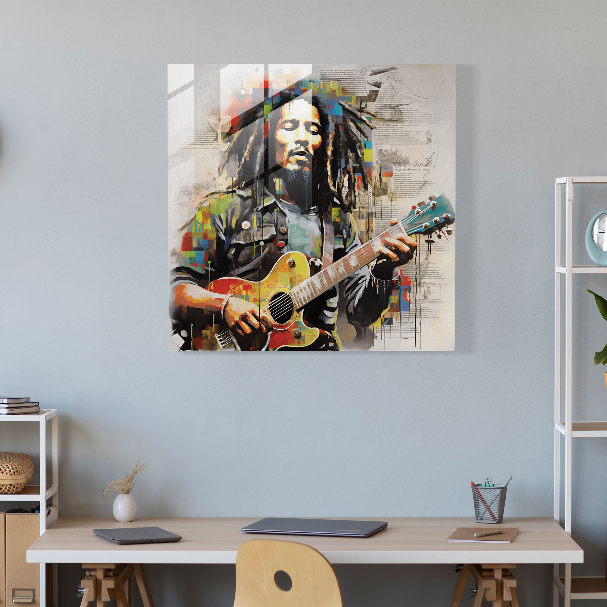 Bob Marley Lyrics Glass Print - Bob Marley, Home Decoration, Lyrics, Glass Art