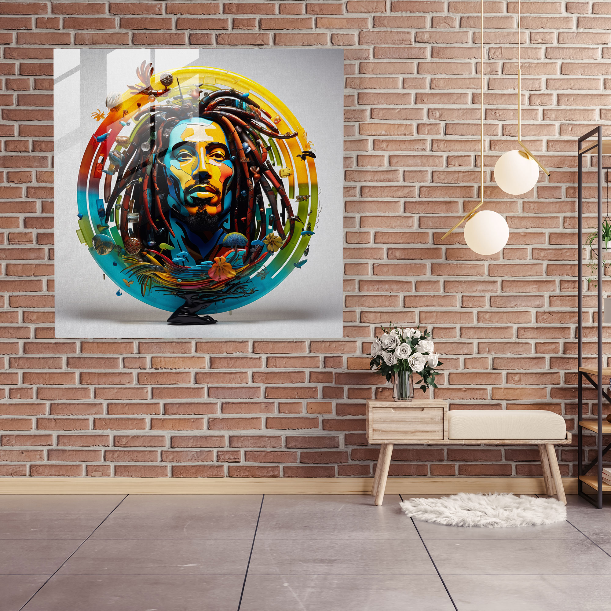 Symbol Of Freedom Glass Print - Bob Marley, Bob Marley, Colorful, Home Decoration