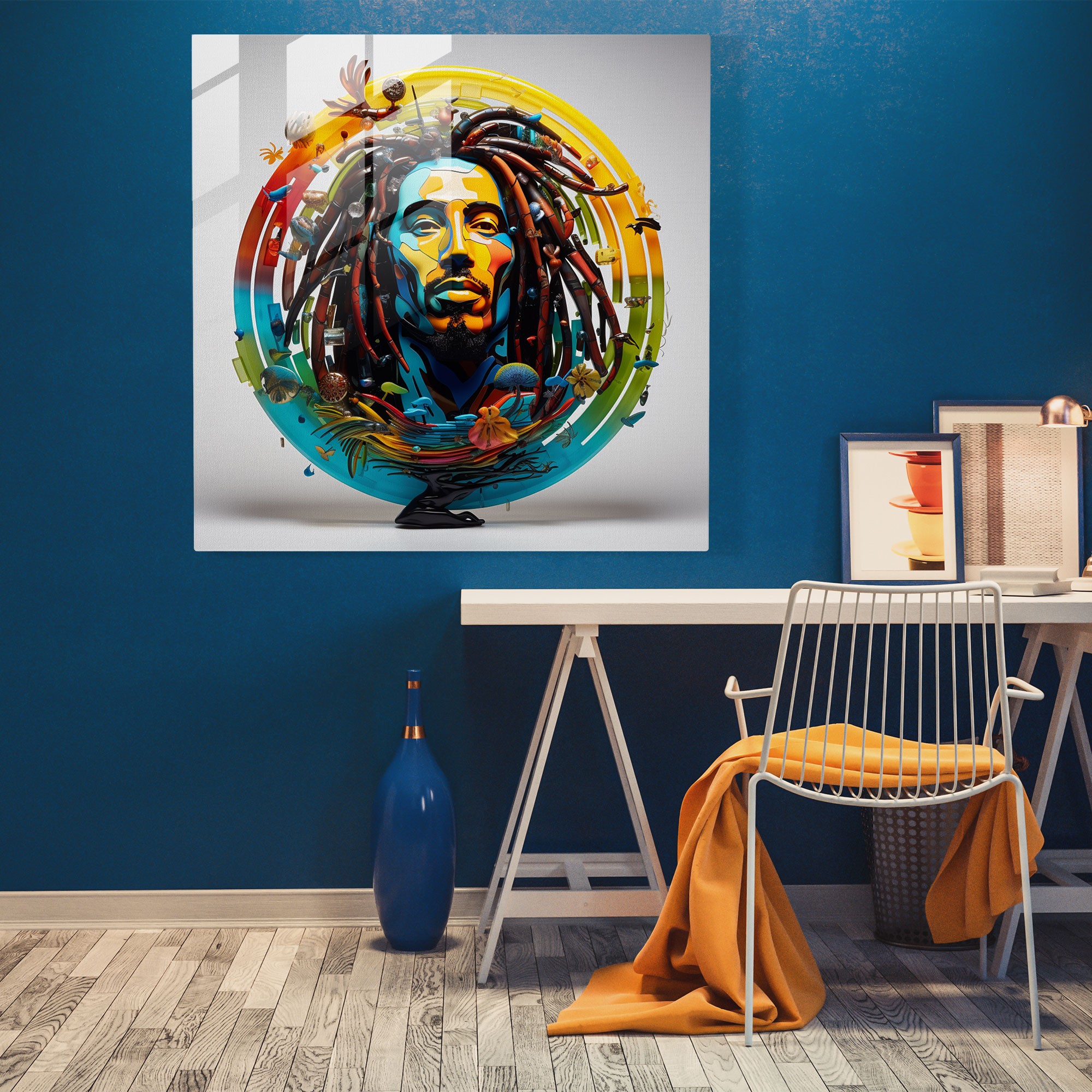 Symbol Of Freedom Glass Print - Bob Marley, Bob Marley, Colorful, Home Decoration