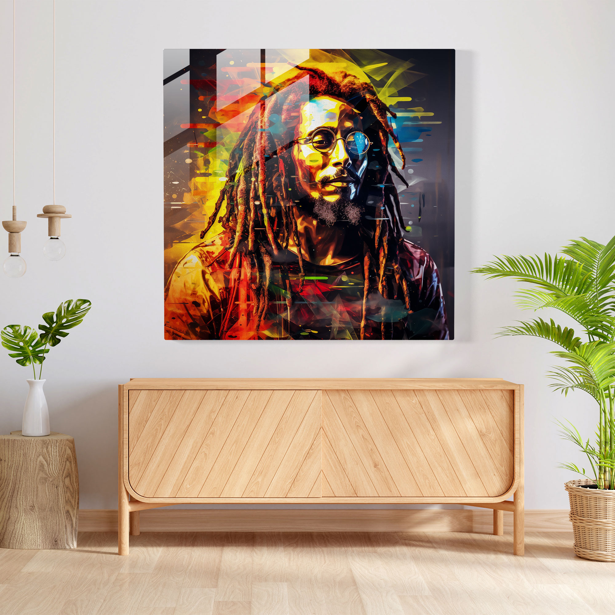 Glasbild Reggae-Rhythmen - Bob Marley Glasbild Wanddekoration Reggae-Beats