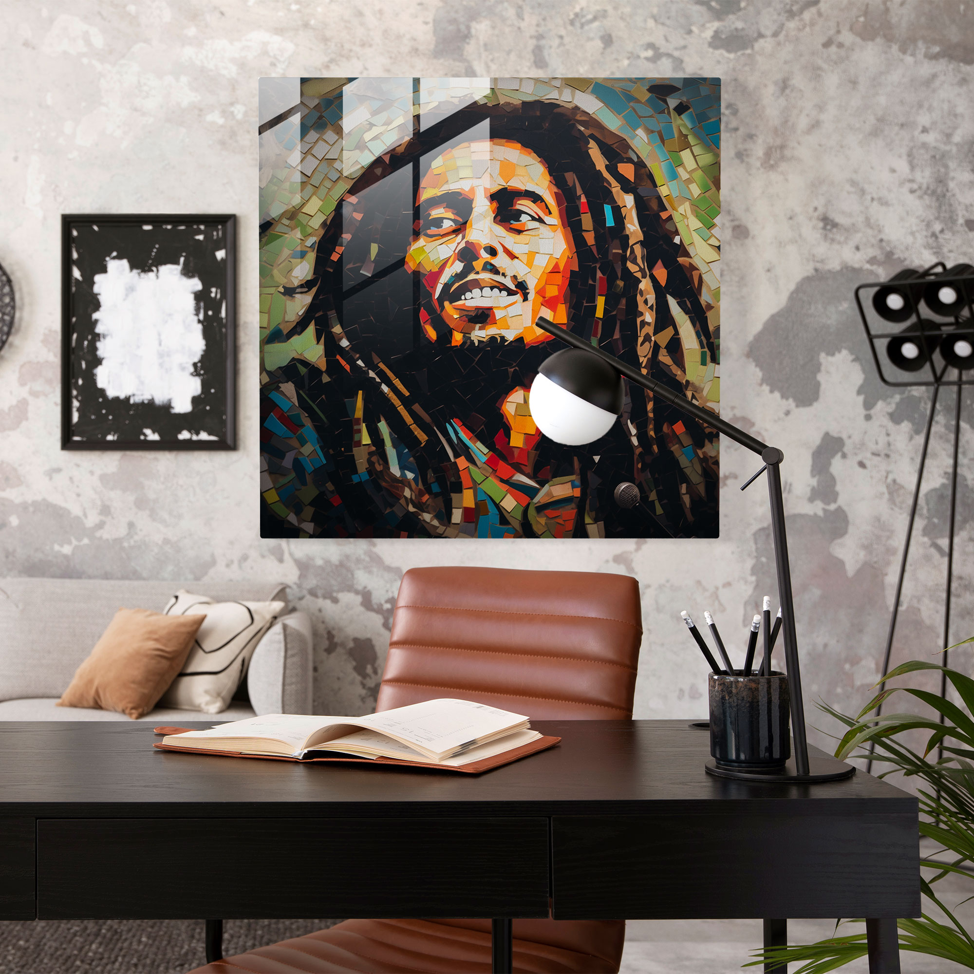 Unity Mosaic Glass Print - Bob Marley, Diversity, Home Decoration, Unity