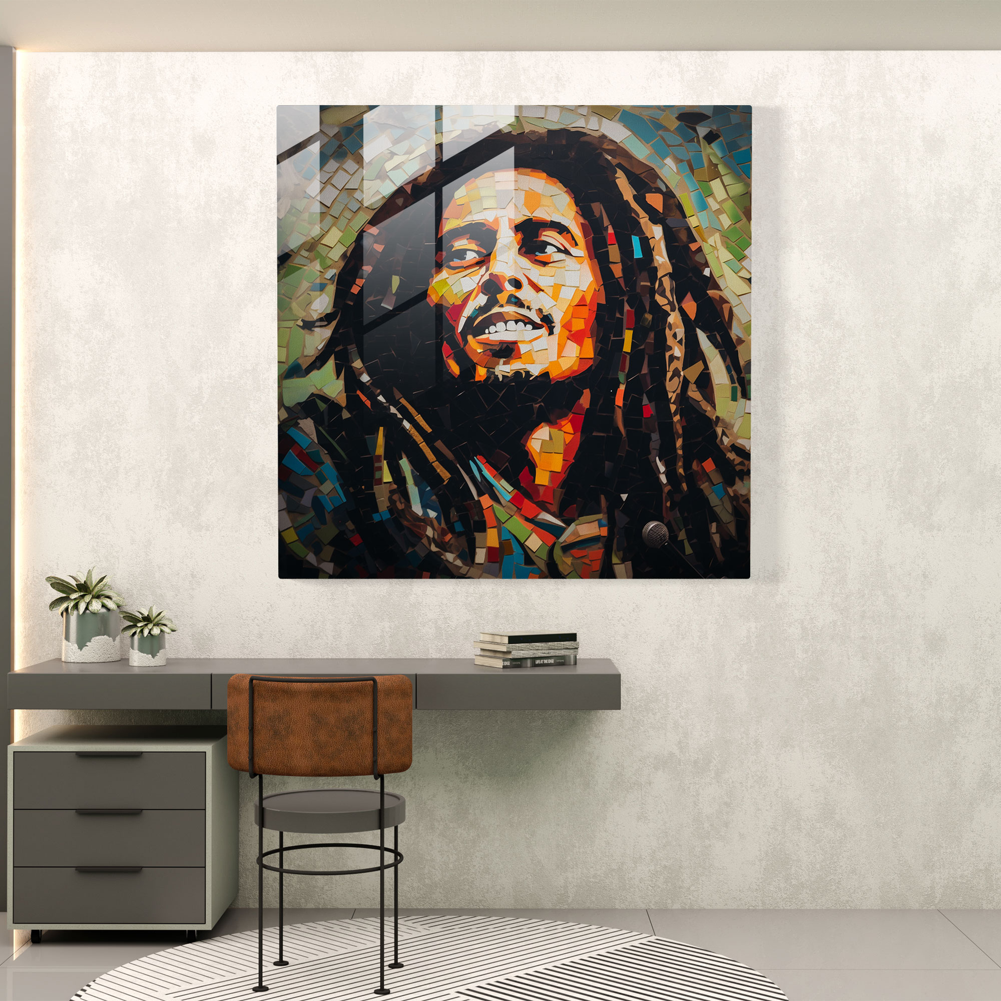 Unity Mosaic Glass Print - Bob Marley, Diversity, Home Decoration, Unity