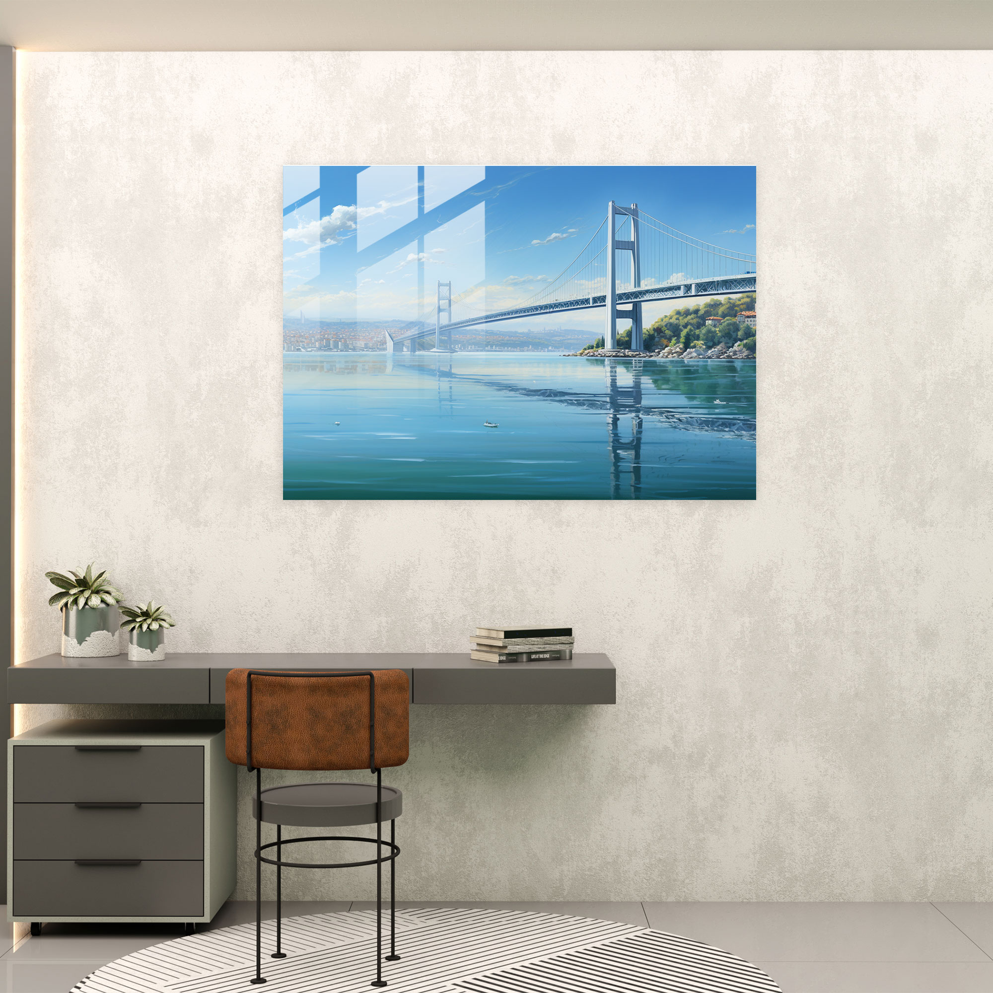 Panoramik Boğaziçi Cam Tablo - Boğaziçi Köprüsü Ev Dekorasyonu Modern Sanat