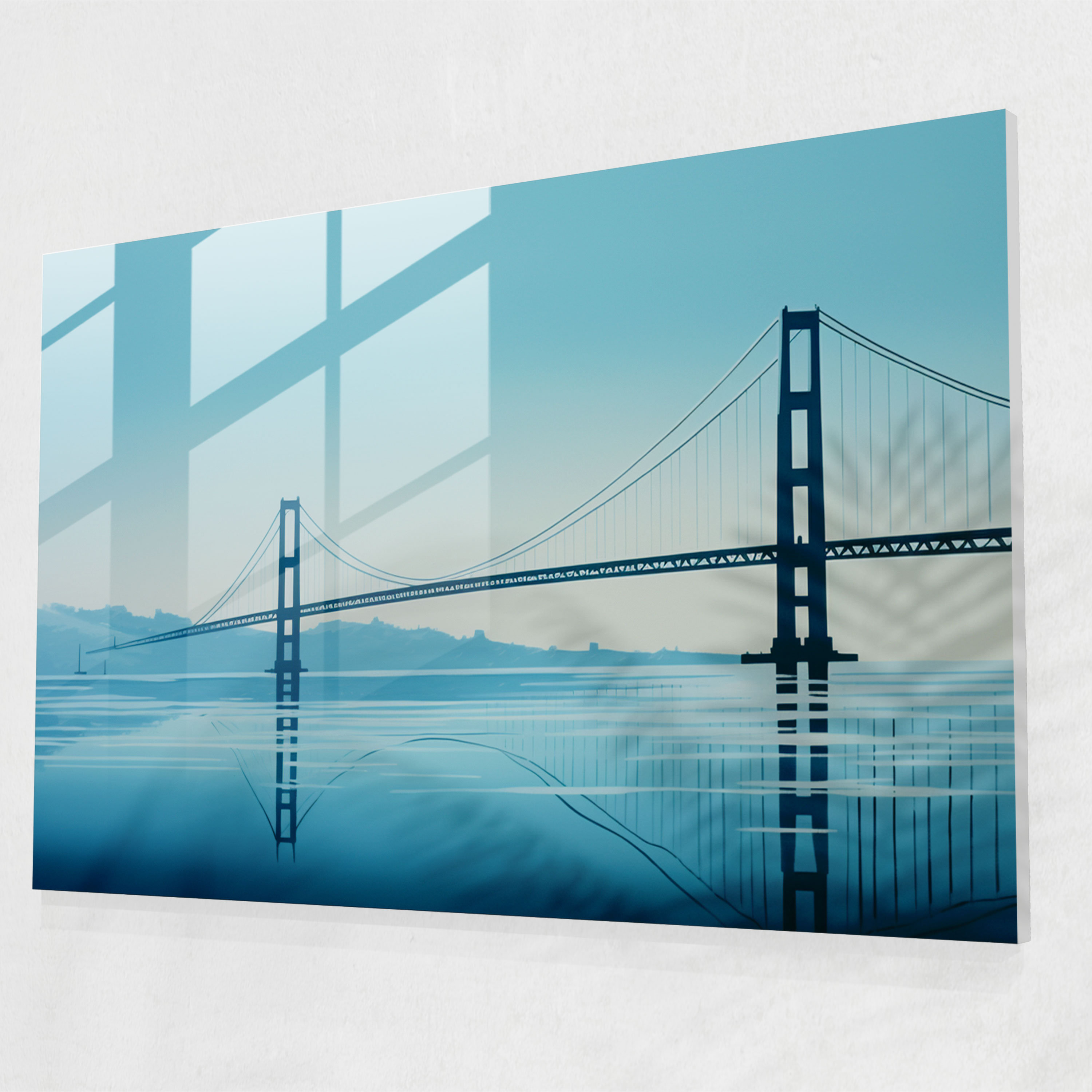 Serene Blue Glass Print - Bosphorus Bridge, Modern Art, Home Decoration, Glass Wall Art