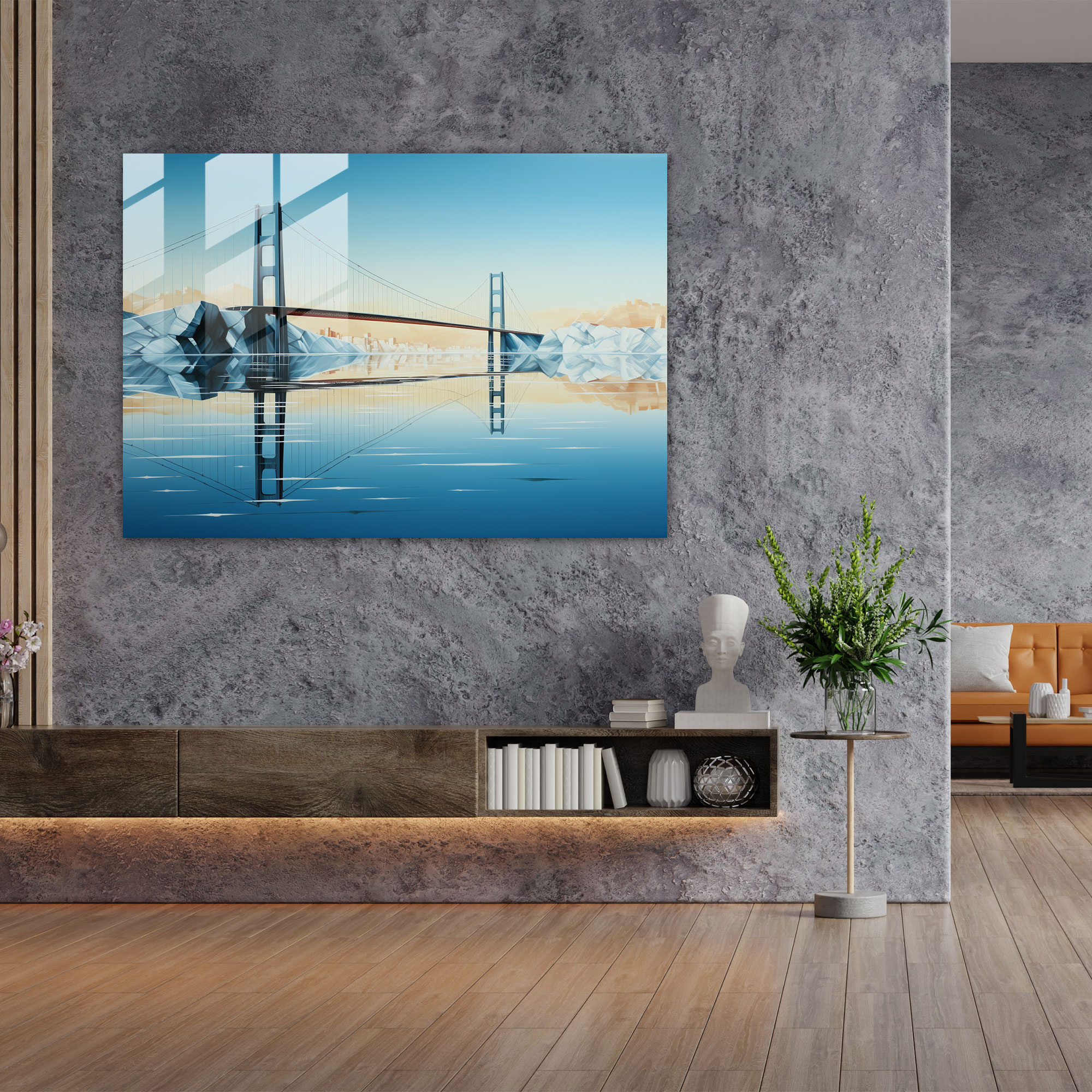 Reflective Bosphorus Glass Print - Bosphorus Bridge, Contemporary Design, Glass Print, Modern Art