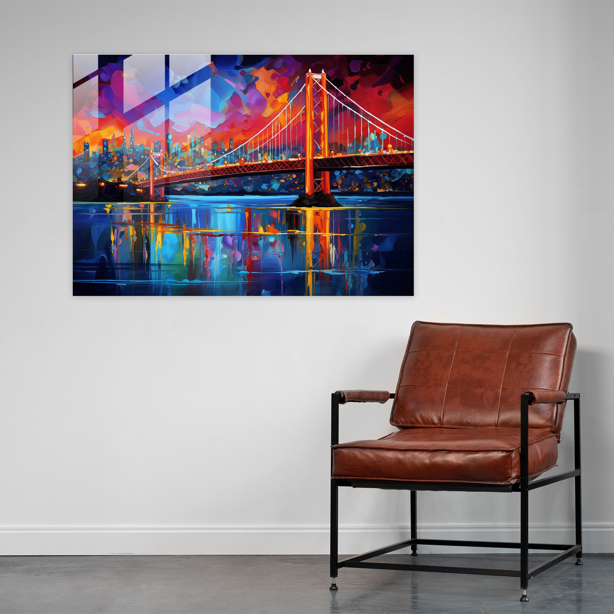 Nighttime Vision Glass Print - Bosphorus Bridge, Glass Art, Glass Wall Art, Vibrant Colors
