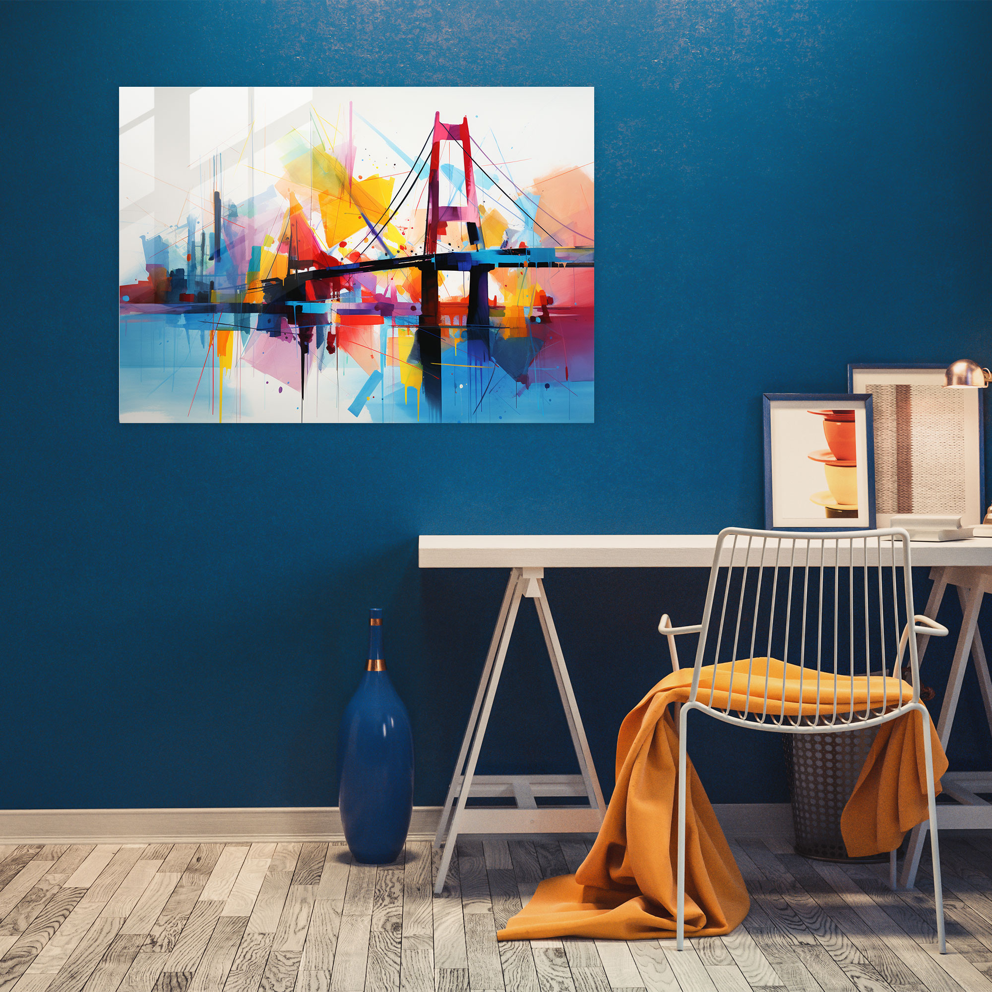 Abstract Glass Print Of Bosphorus Bridge - Bosphorus Bridge, Home Decoration, Glass Art, Glass Wall Art