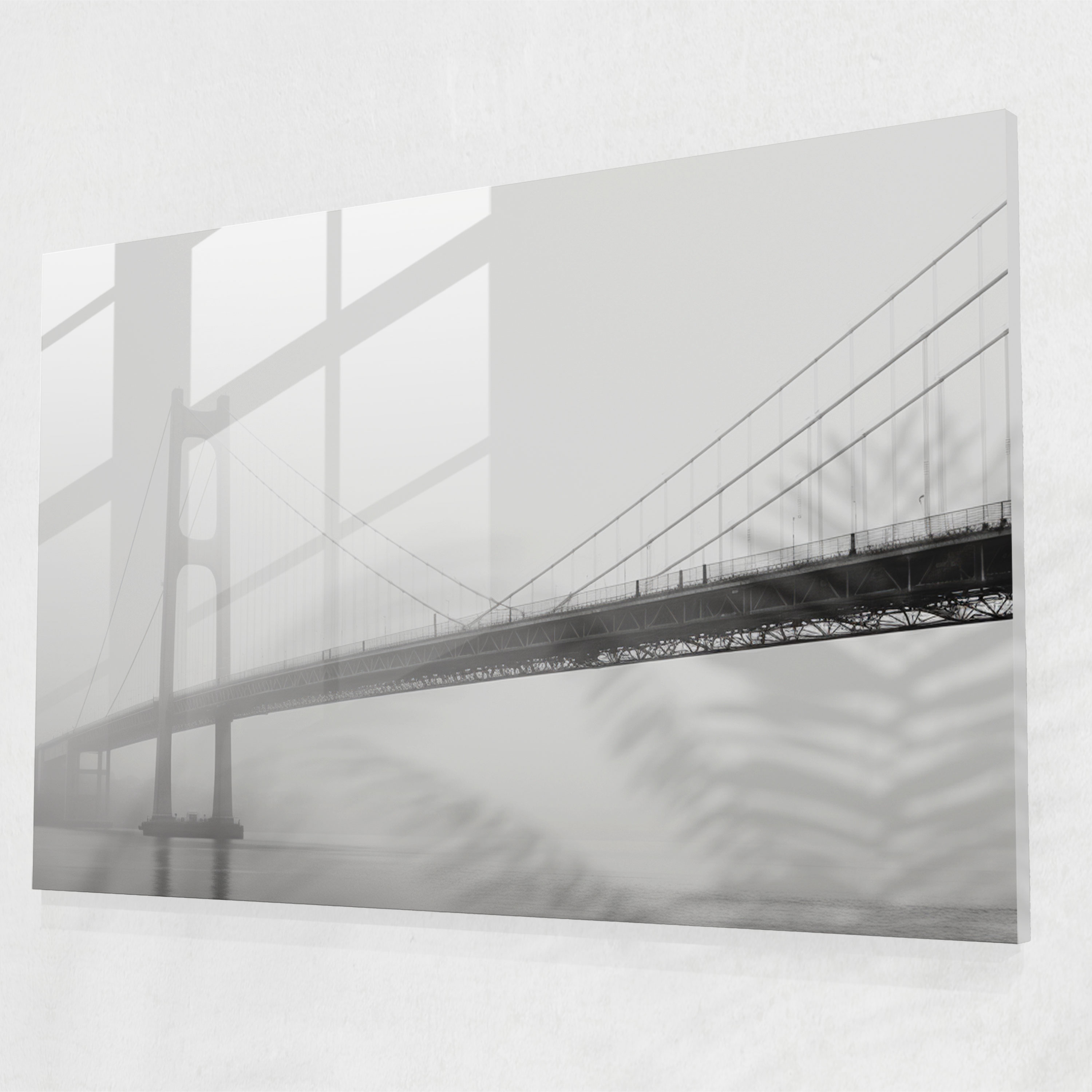 Black And White Glass Print Of Bosphorus Bridge - Bosphorus Bridge, Architectural Details, Glass Wall Art, Black And White