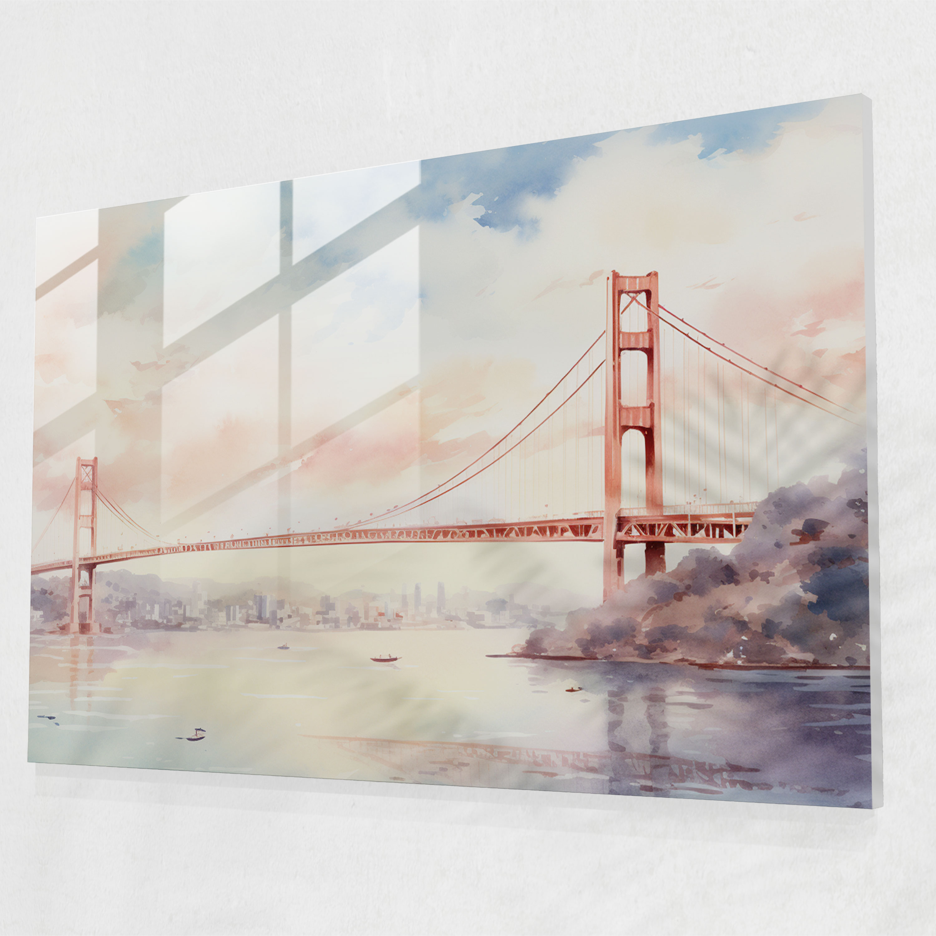 Whimsical Glass Print Of Bosphorus Bridge - Bosphorus Bridge, Dreamy Atmosphere, Glass Art, Whimsical
