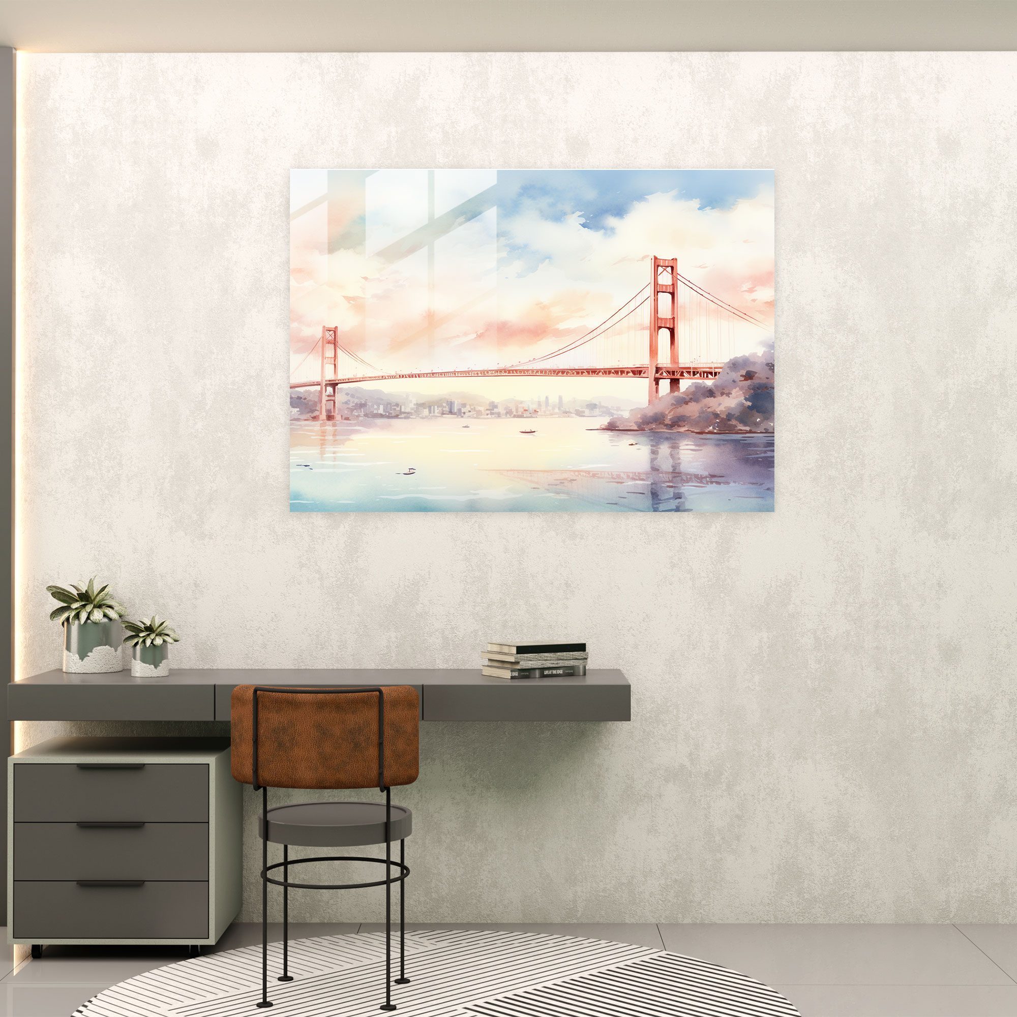 Whimsical Glass Print Of Bosphorus Bridge - Bosphorus Bridge, Dreamy Atmosphere, Glass Art, Whimsical