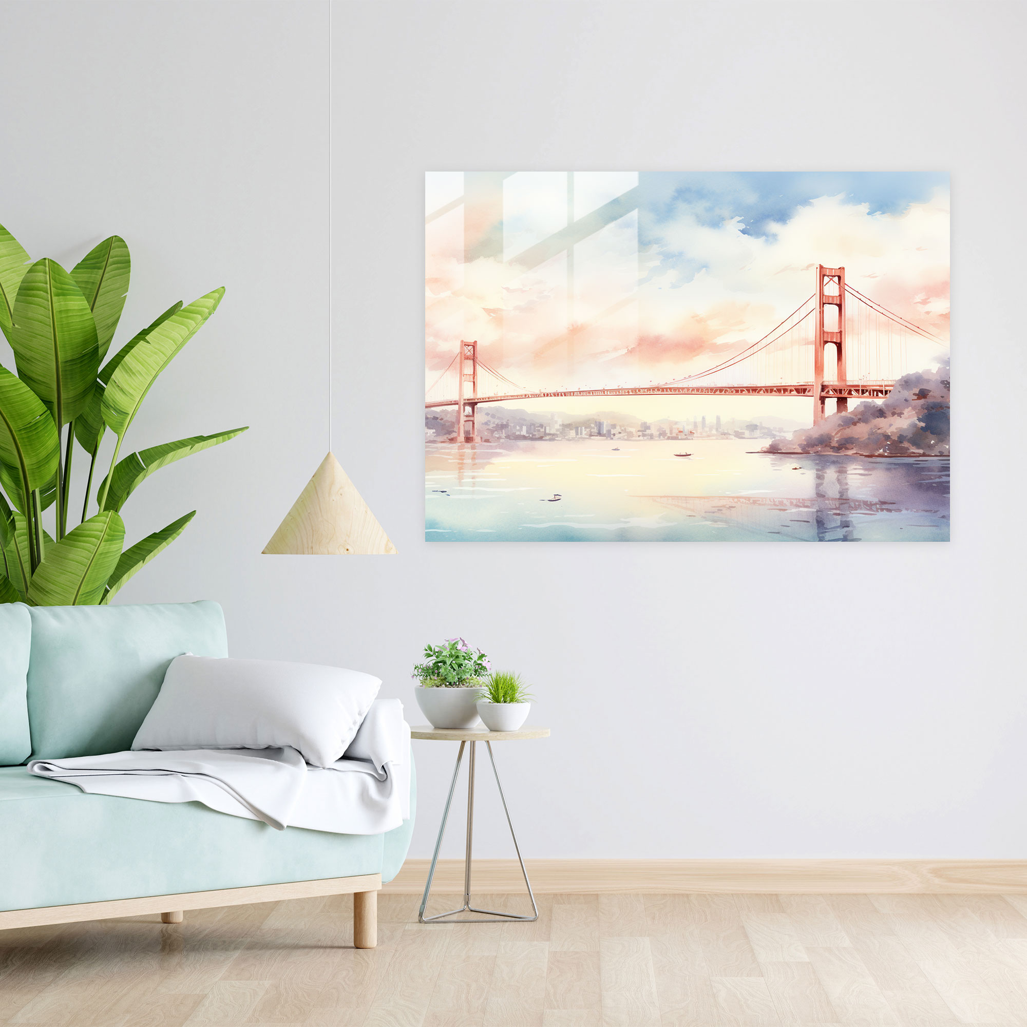 Whimsical Glass Print Of Bosphorus Bridge - Bosphorus Bridge, Dreamy Atmosphere, Glass Art, Whimsical