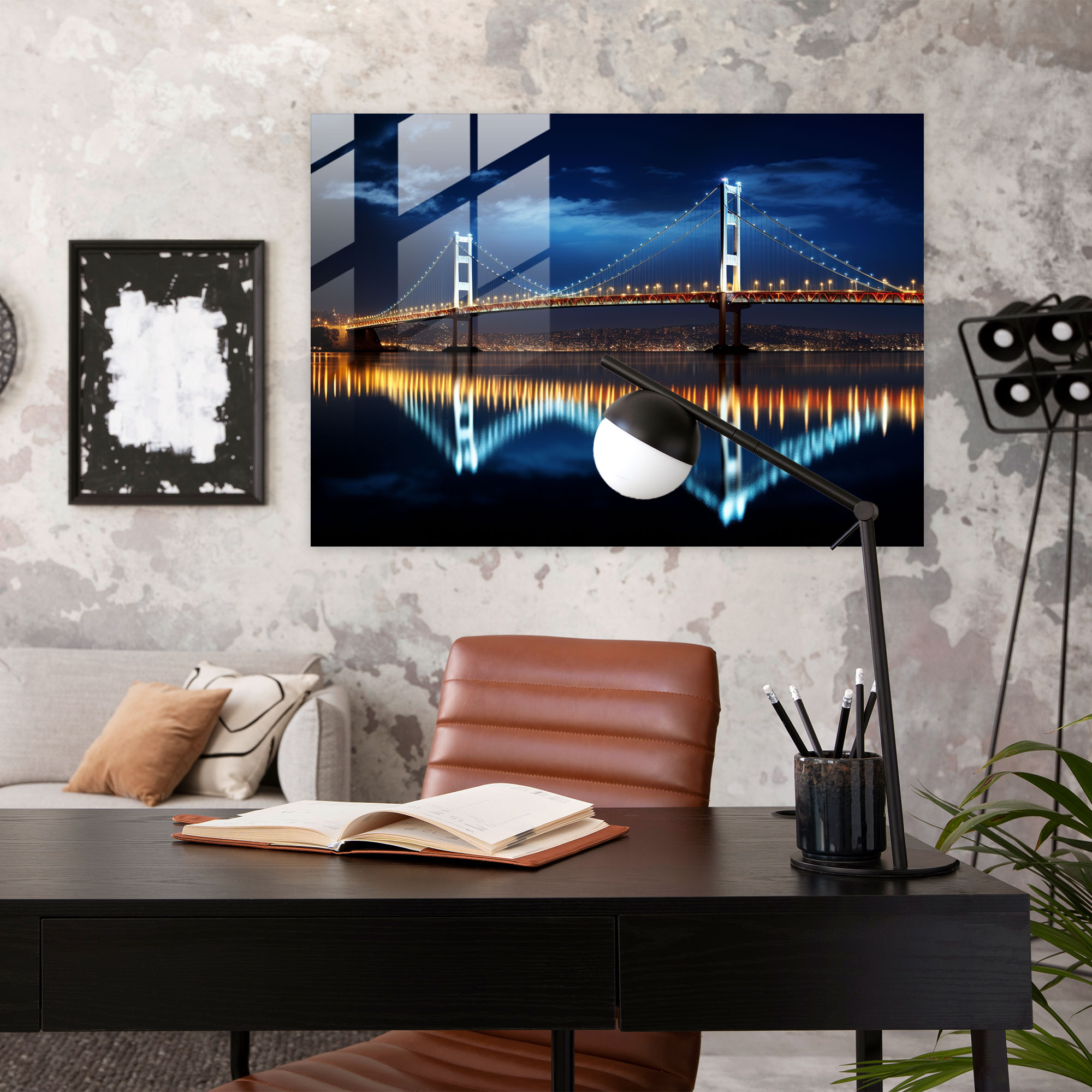 Nighttime Glass Print Of Bosphorus Bridge - Bosphorus Bridge, Glass Wall Art, Modern Art, Glass Print