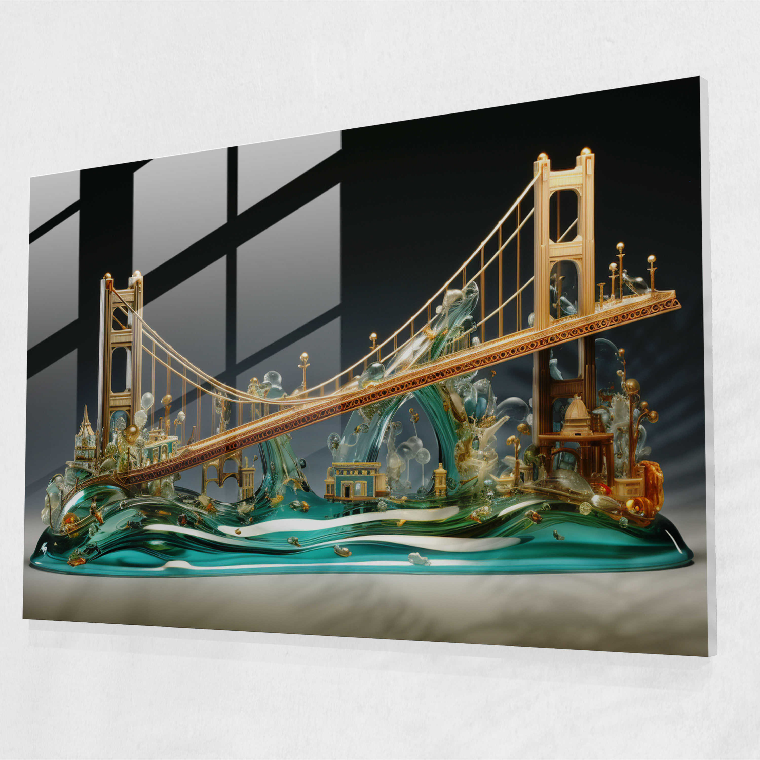 Whimsical Bosphorus Bridge Glass Print - Bosphorus Bridge, Bosphorus Bridge, Wall Decoration, Glass Wall Art