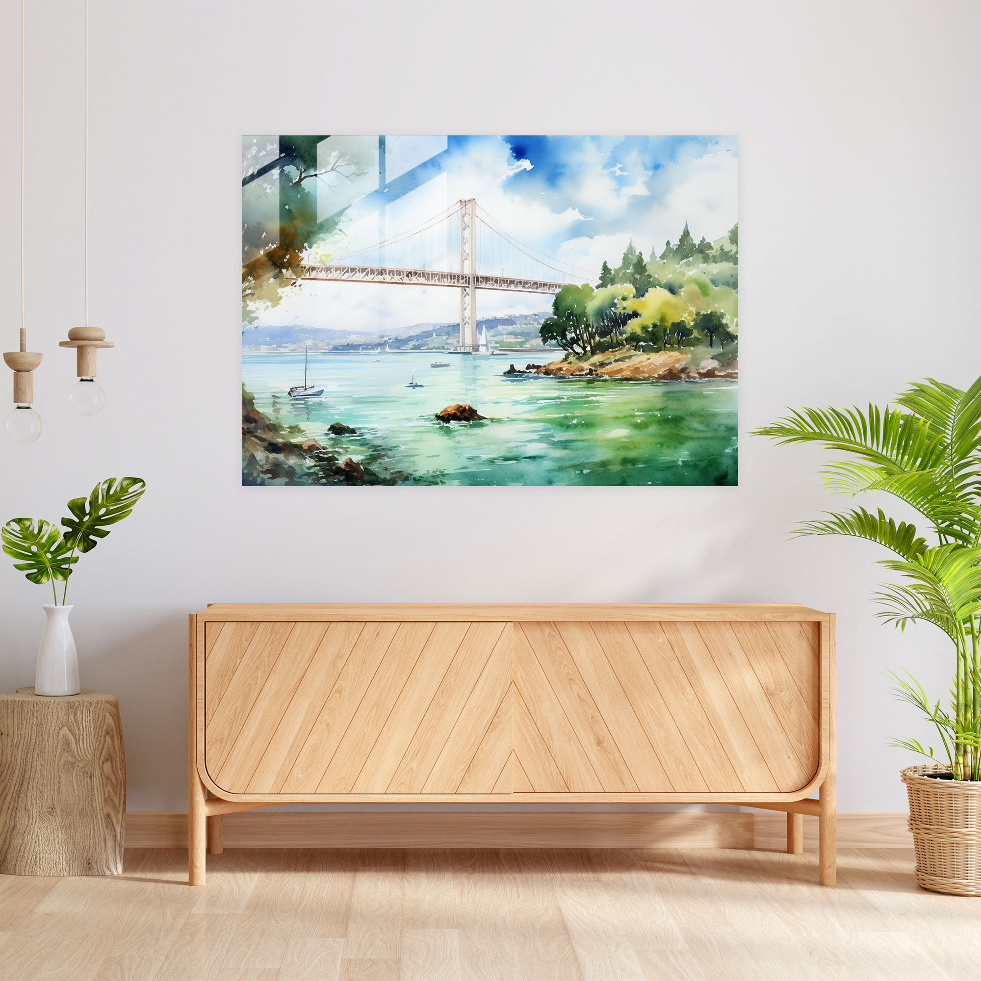 Boğaziçi Köprüsü Cam Duvar Sanatı - Boğaziçi Köprüsü Duvar Dekorasyonu Modern Sanat Cam Tablo