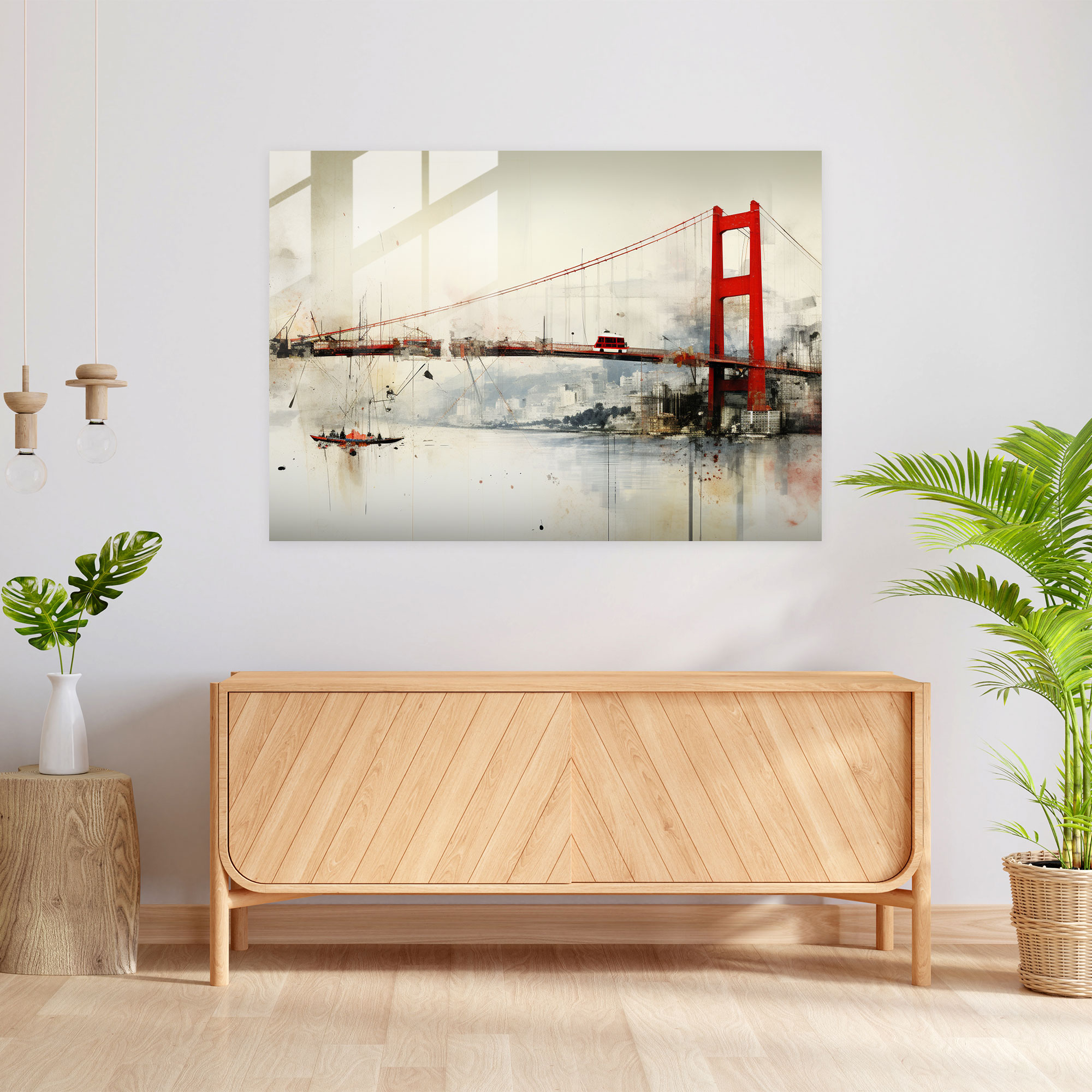 Bosphorus Bridge Glass Wall Art - Bosphorus Bridge, Glass Print, Mixed Media Collage, Bosphorus Bridge
