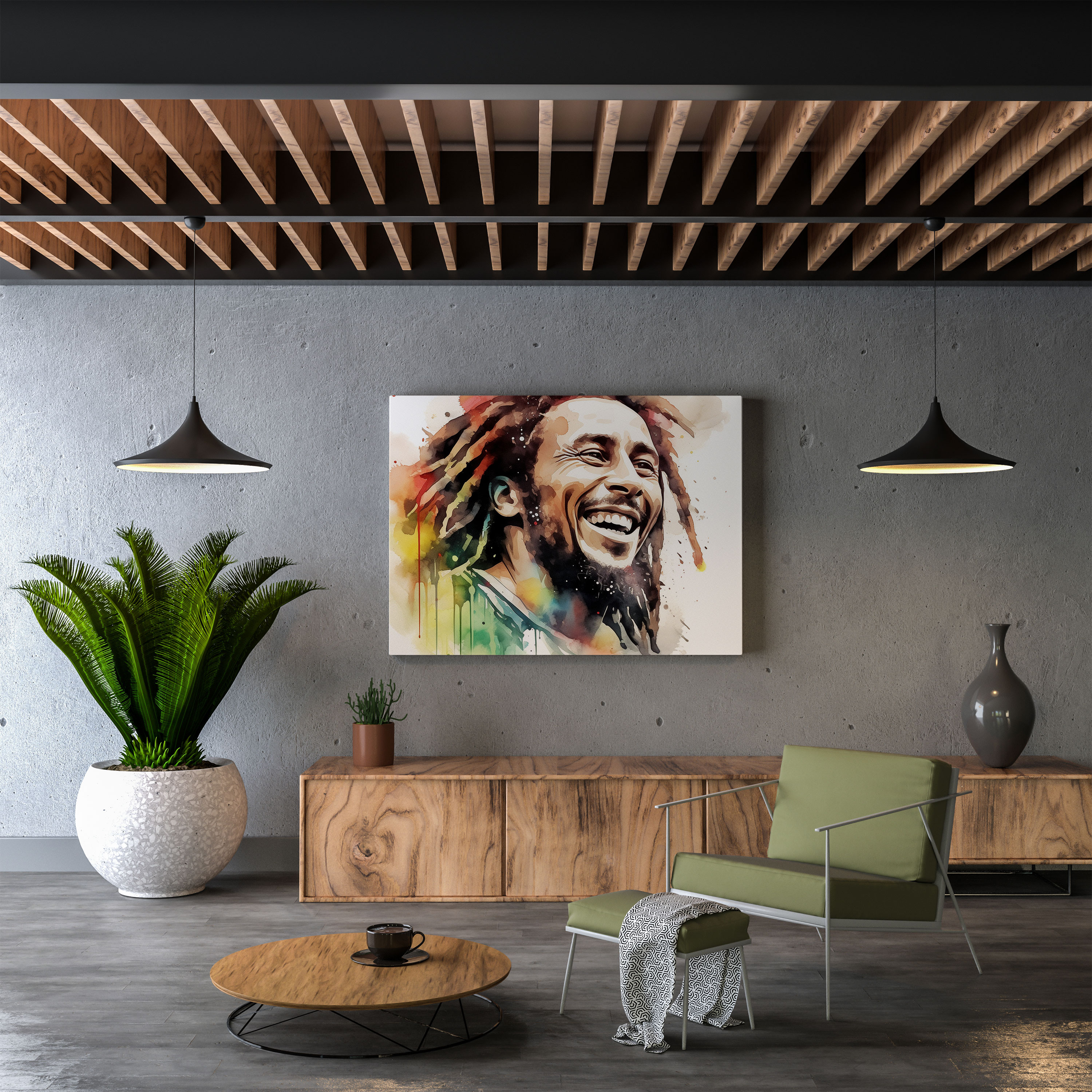 Bob Marley Wall Art - Bob Marley, Home Decoration, Watercolor Portrait, Love