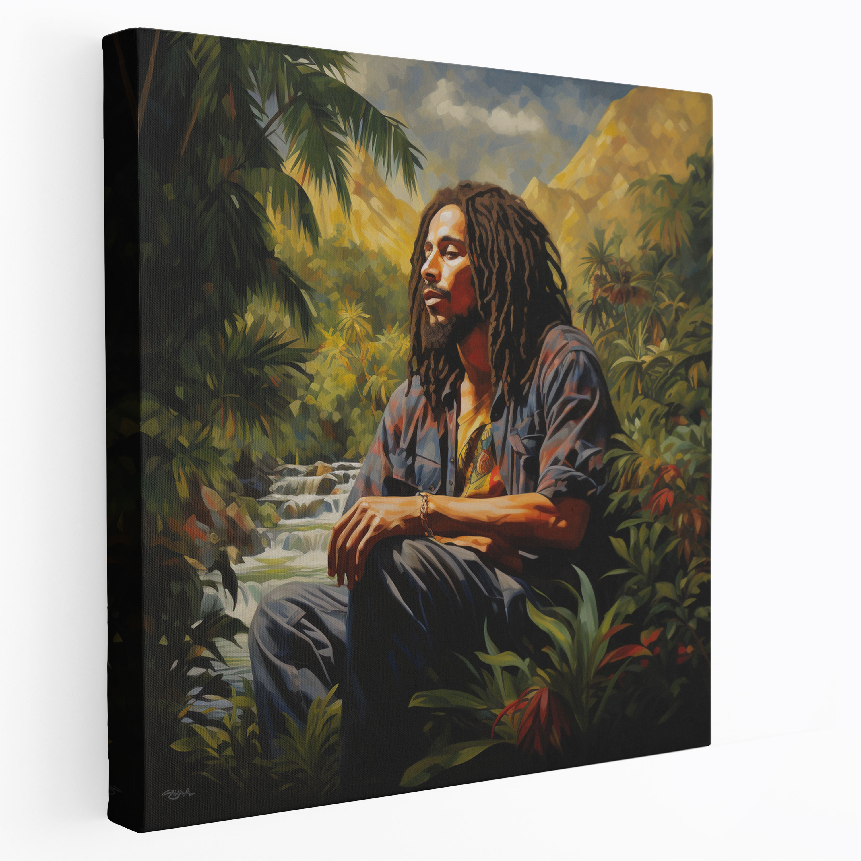 Bob Marley Wall Decoration - Bob Marley, Canvas Print, Tropical Landscape, Home Decoration
