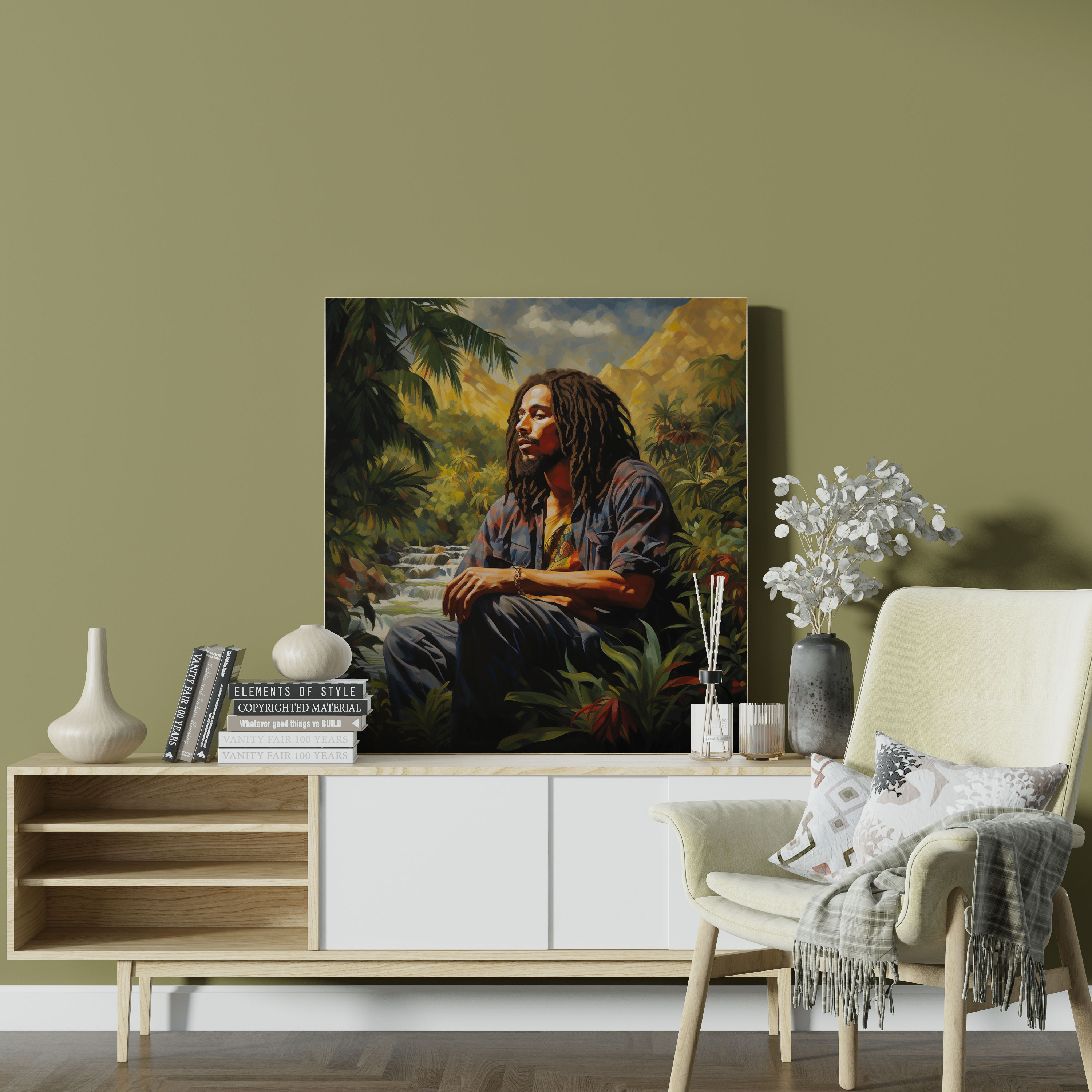 Bob Marley Wall Decoration - Bob Marley, Canvas Print, Tropical Landscape, Home Decoration
