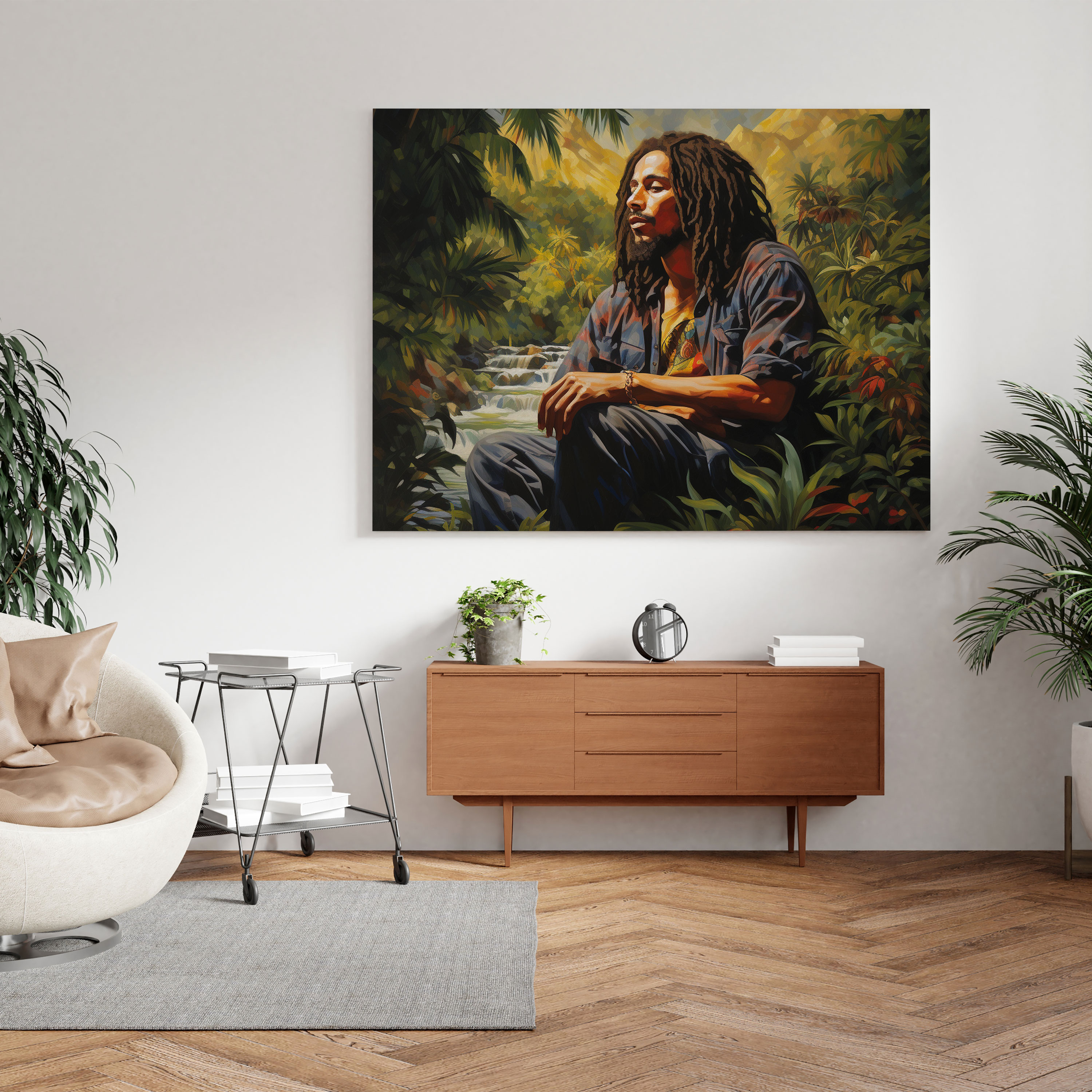 Bob Marley Wall Decoration - Bob Marley, Canvas Print, Tropical Landscape, Home Decoration