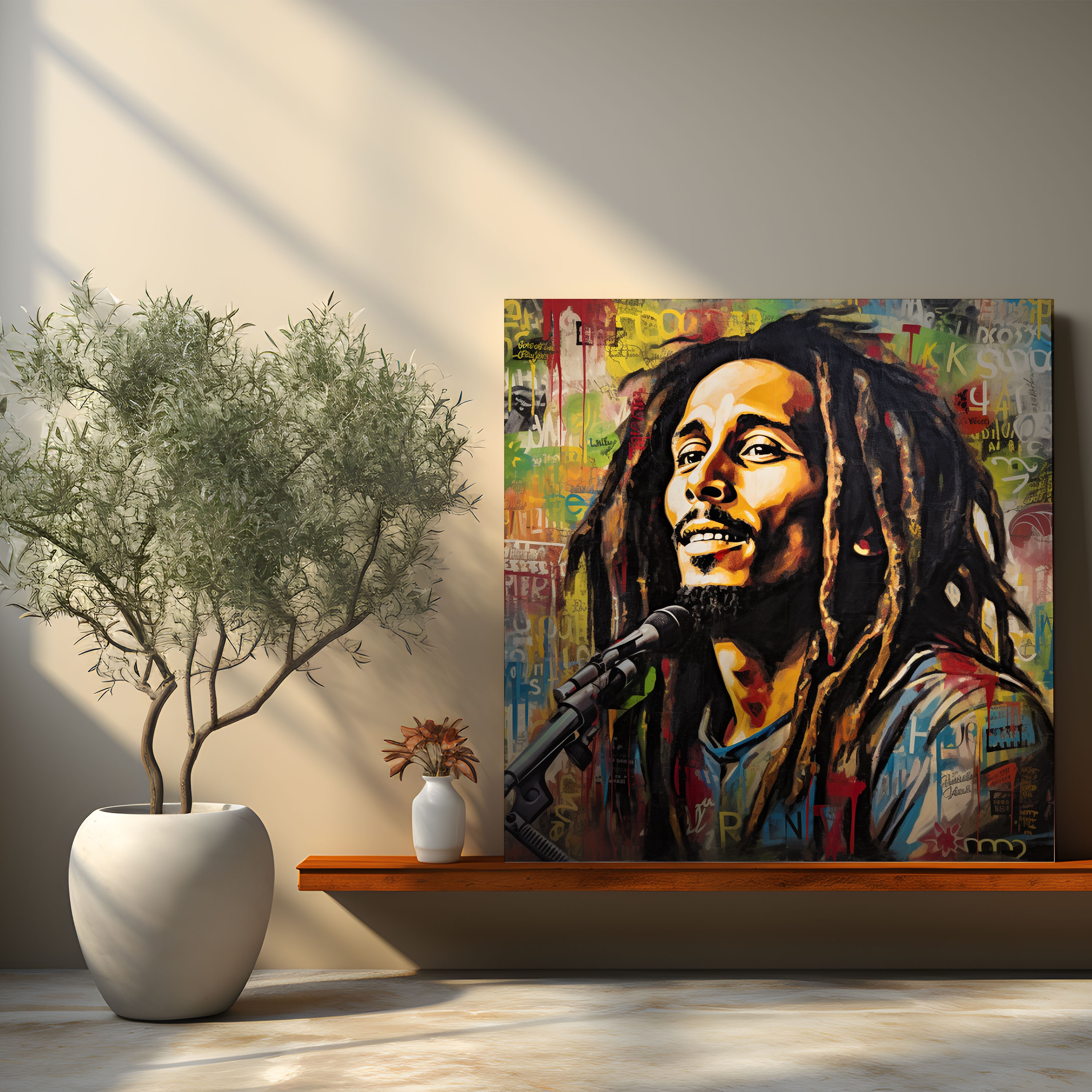 Bob Marley Graffiti Canvas Print - Bob Marley, Canvas, Portrait, Urban Art