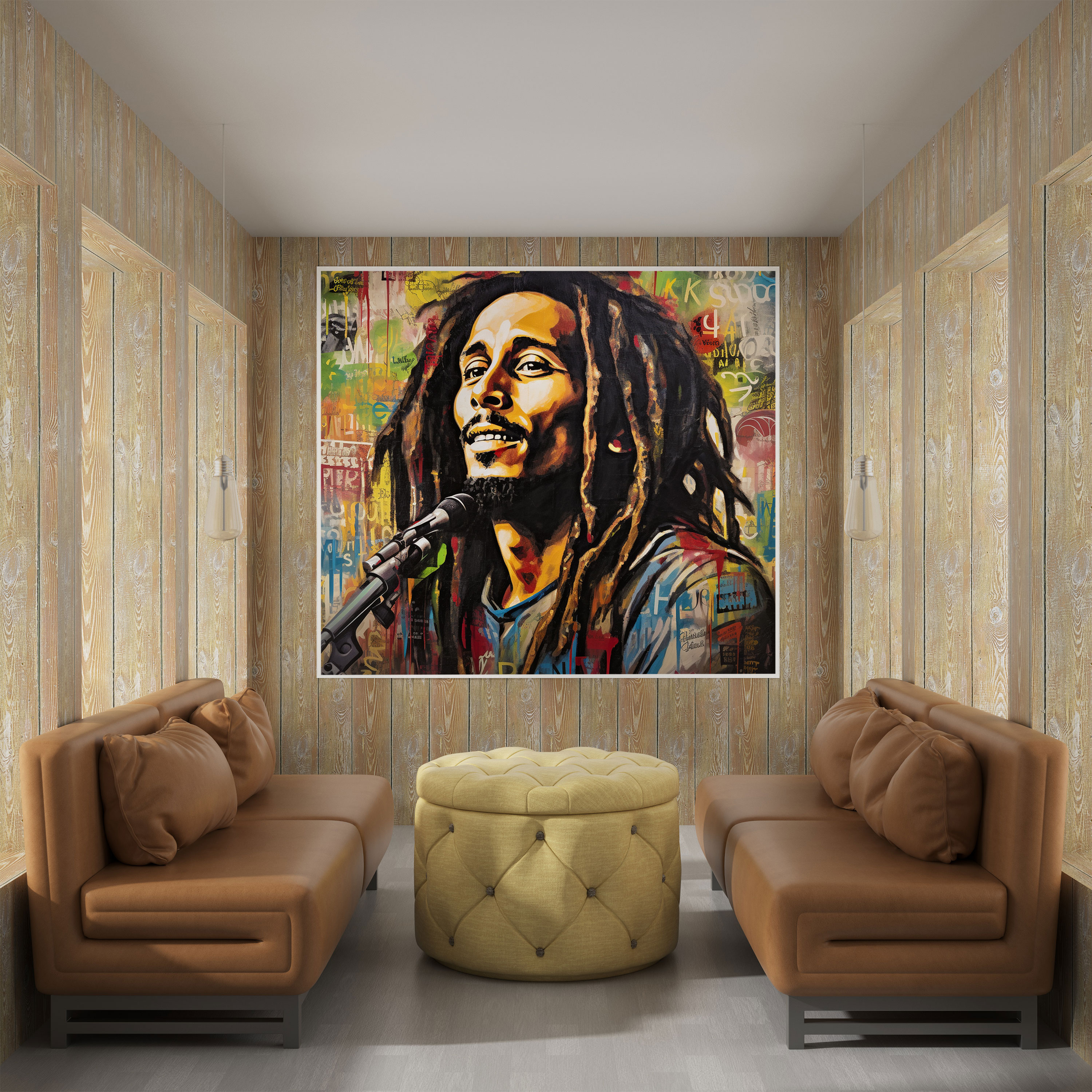 Bob Marley Graffiti Canvas Print - Bob Marley, Canvas, Portrait, Urban Art