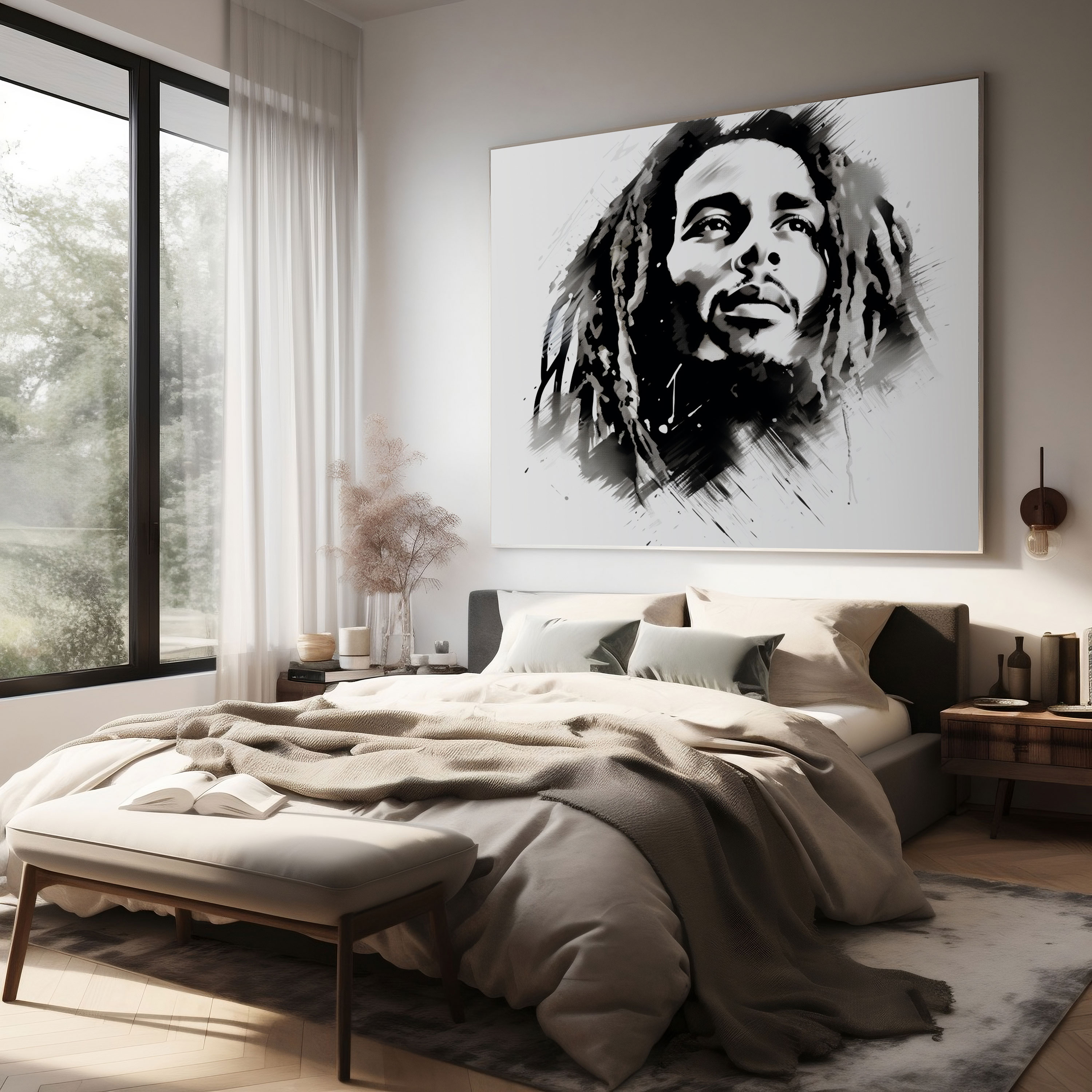 Bob Marley Minimalist Canvas Print - Bob Marley, Minimalist, Canvas Wall Art, Bob Marley