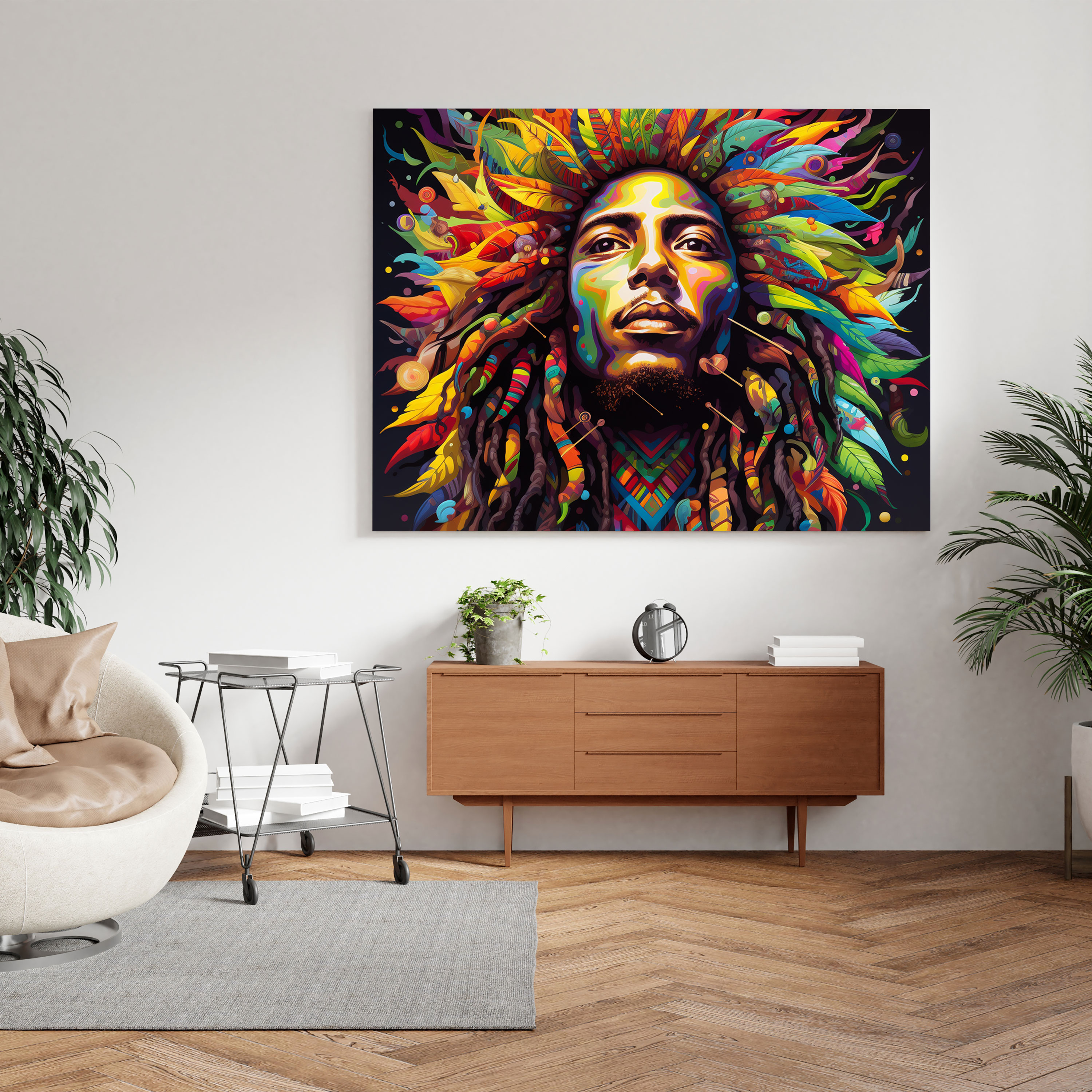 Bob Marley Psychedelic Canvas Print - Bob Marley, Home Decoration, Bob Marley, Energy