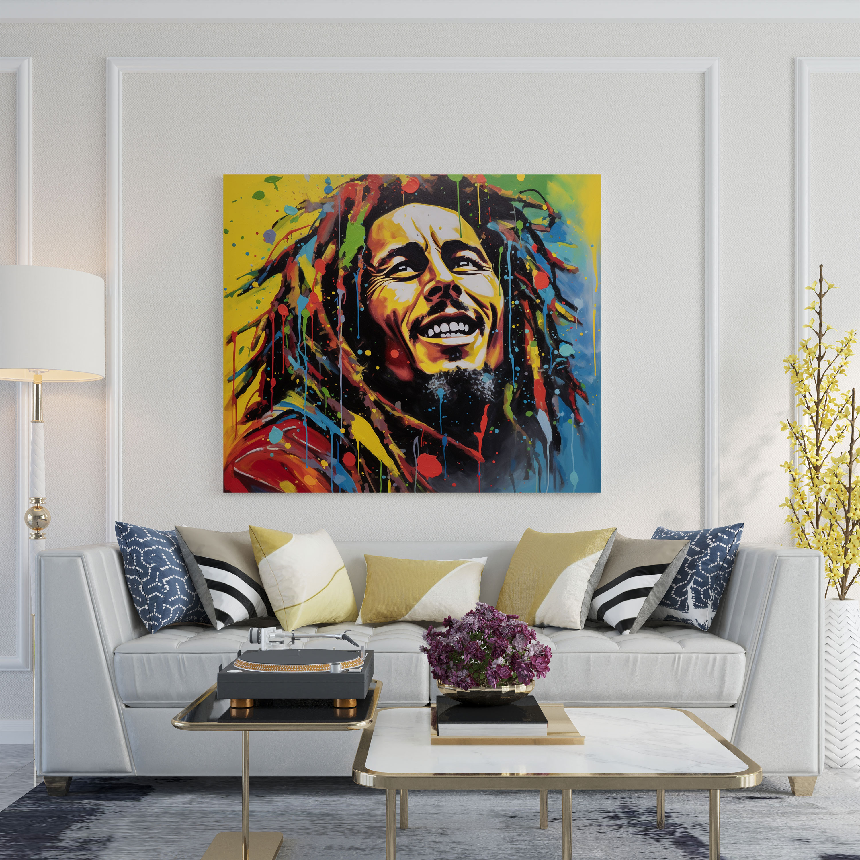 Bob Marley 3D Pop Art Canvas Print - Bob Marley, Textures, Canvas Print, Dynamic