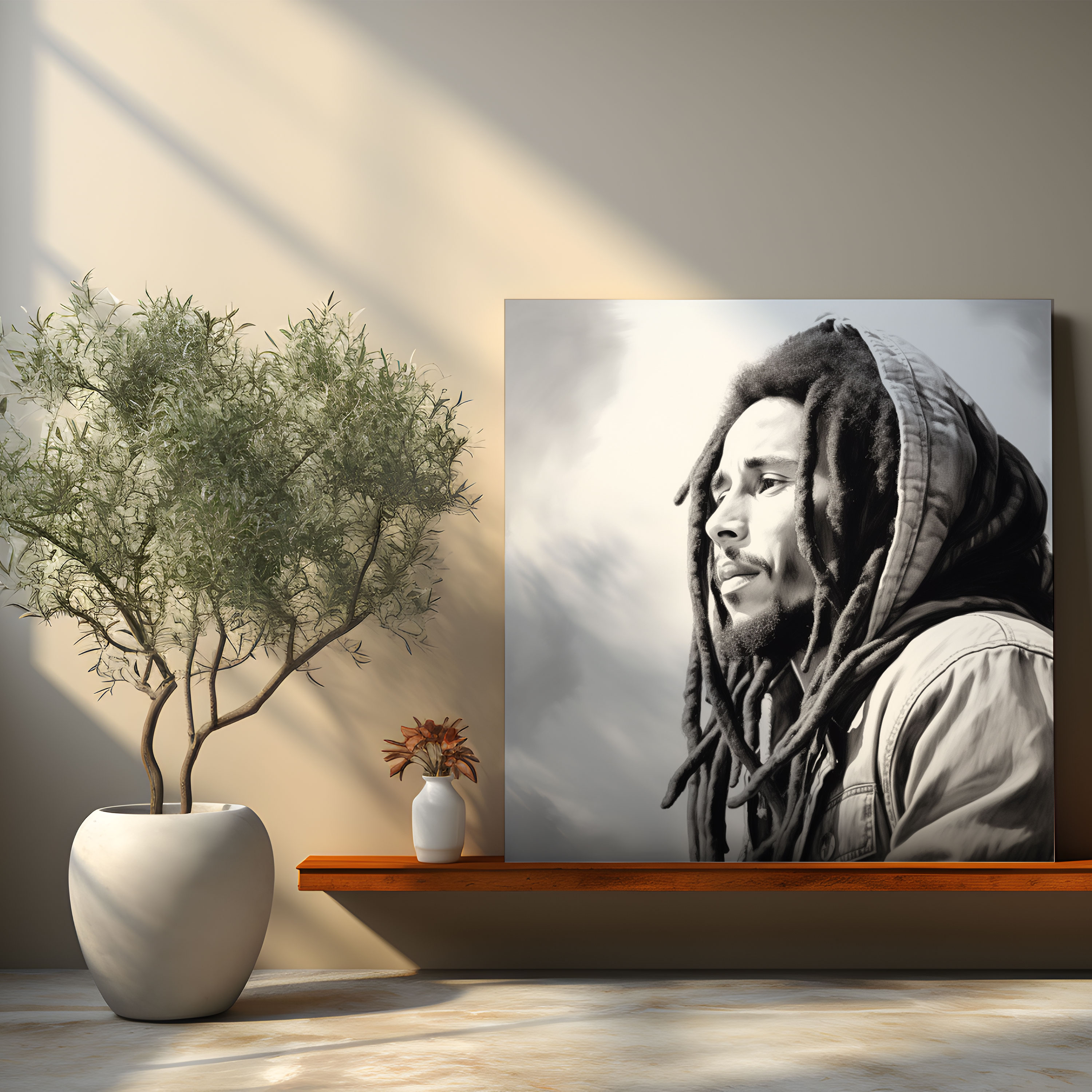 Bob Marley Canvas Art - Bob Marley, Canvas Wall Art, Black And White, Soulful Gaze