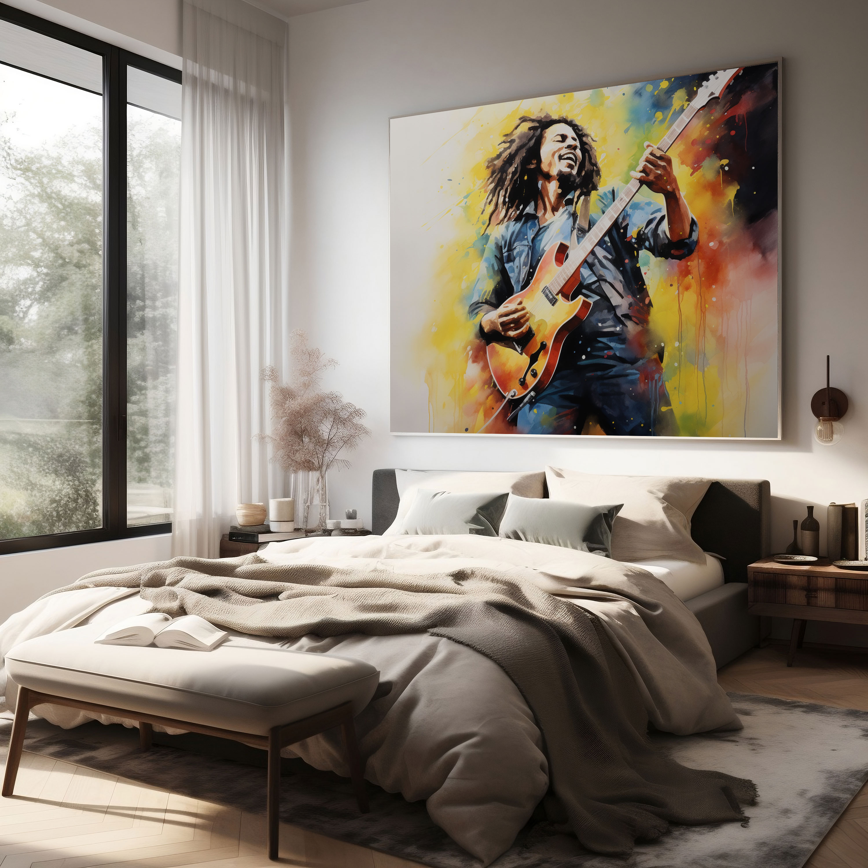 Bob Marley Canvas Print - Vibrant Watercolor Painting - Bob Marley, Bob Marley Canvas Print, Canvas Wall Art, Bob Marley Wall Art