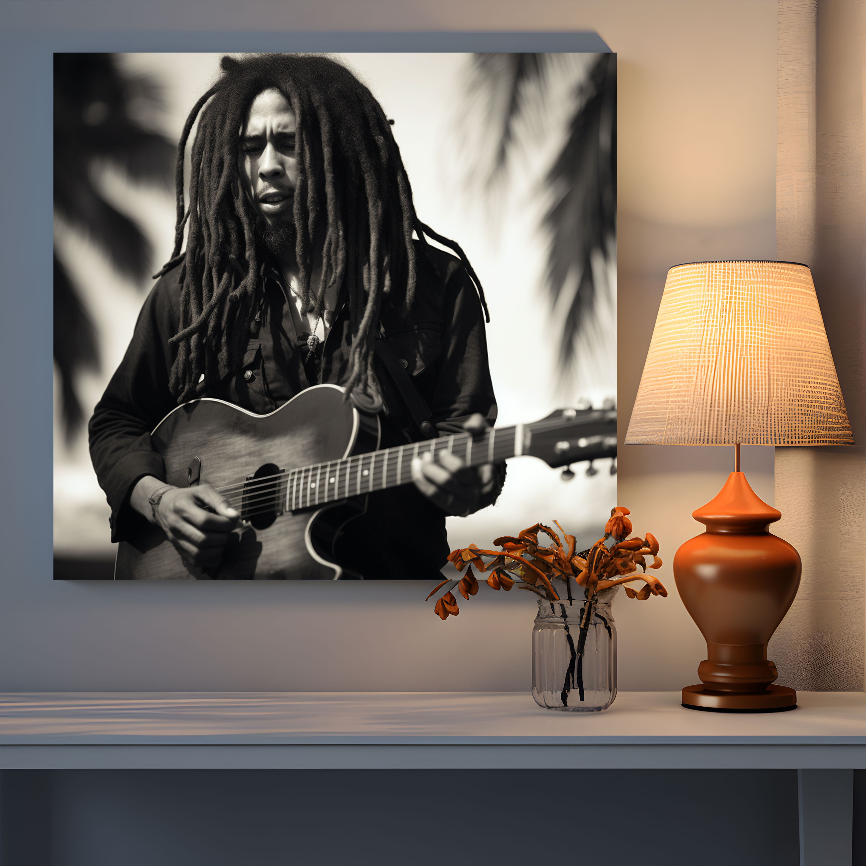 Bob Marley Duvar Sanatı - Zamansız Siyah Beyaz Fotoğraf - Bob Marley Kanvas Tablo Duvar Dekorasyonu