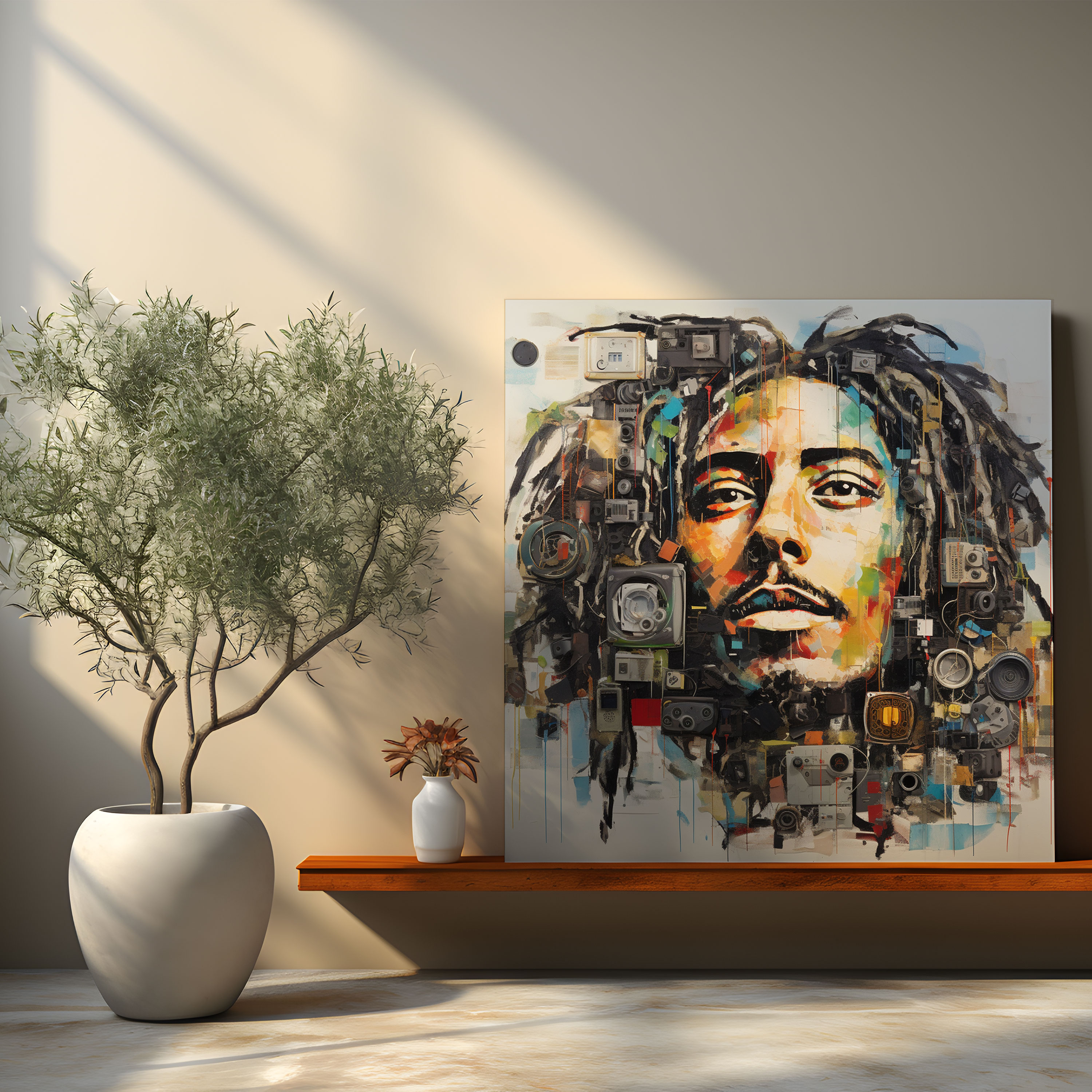 Bob Marley Kanvas Tablo - Kolaj Sanat Eseri - Kültürel Önem Ev Dekorasyonu