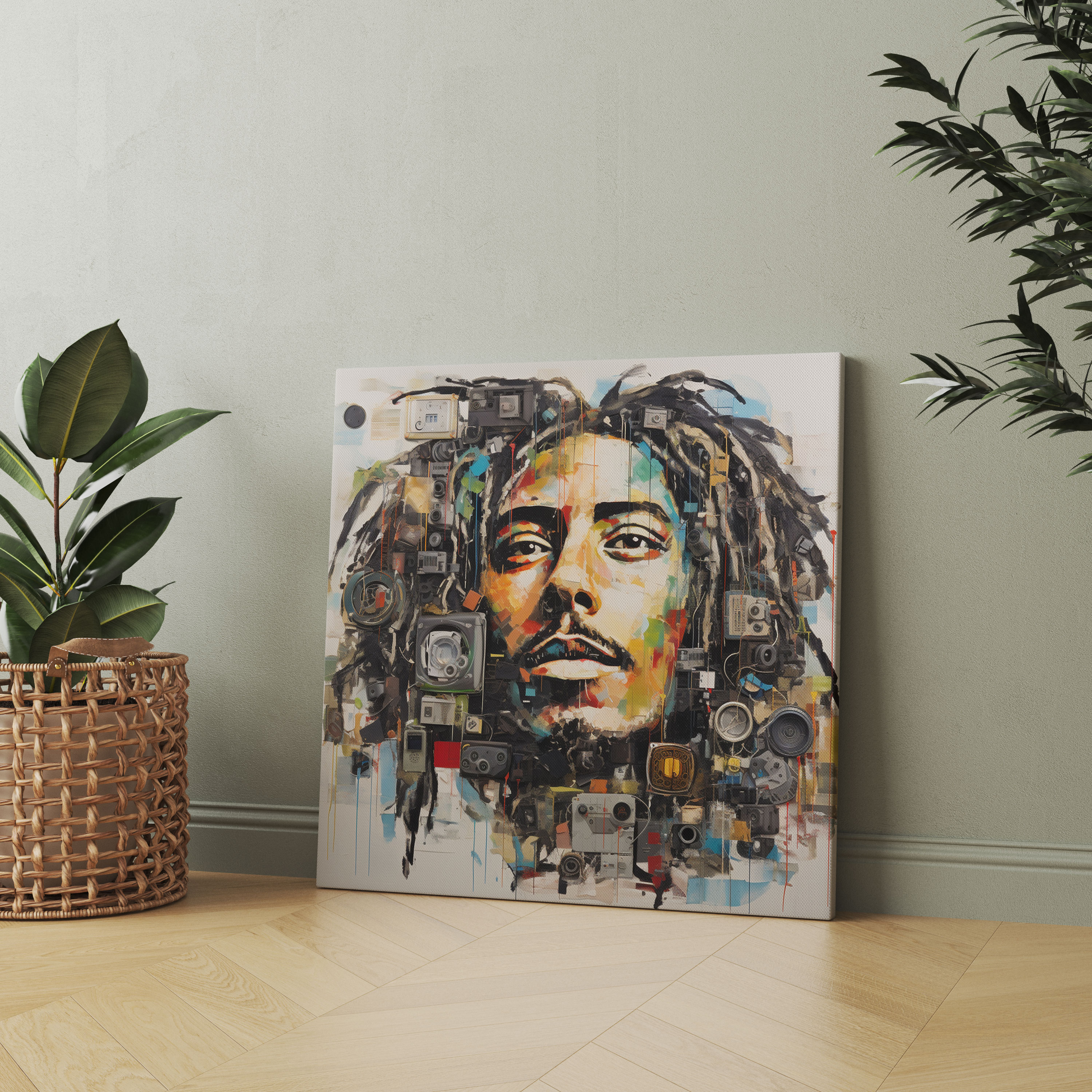 Bob Marley Kanvas Tablo - Kolaj Sanat Eseri - Kültürel Önem Ev Dekorasyonu