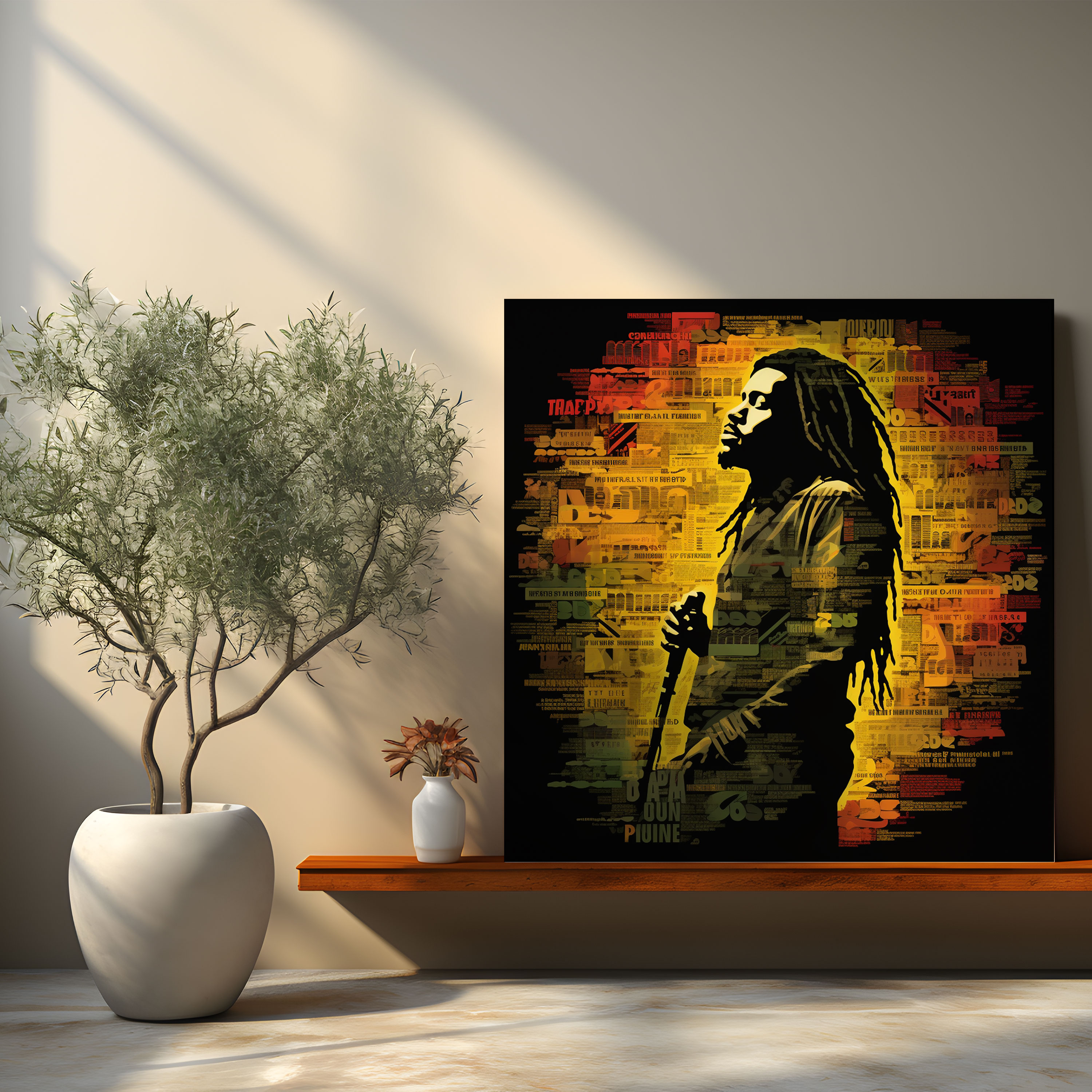 Leinwandbild Bob Marley - Typografie-Kunstwerk - Bob Marley Leinwand-Wandkunst Kraftvolle Songtexte Bob Marley Wanddekoration