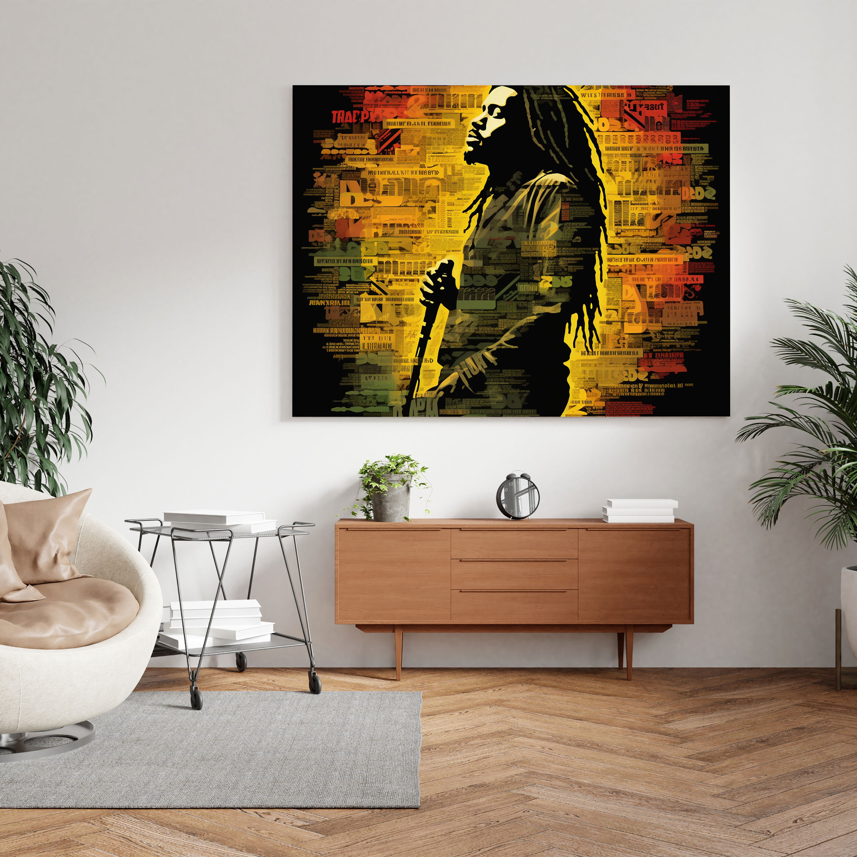 Leinwandbild Bob Marley - Typografie-Kunstwerk - Bob Marley Leinwand-Wandkunst Kraftvolle Songtexte Bob Marley Wanddekoration