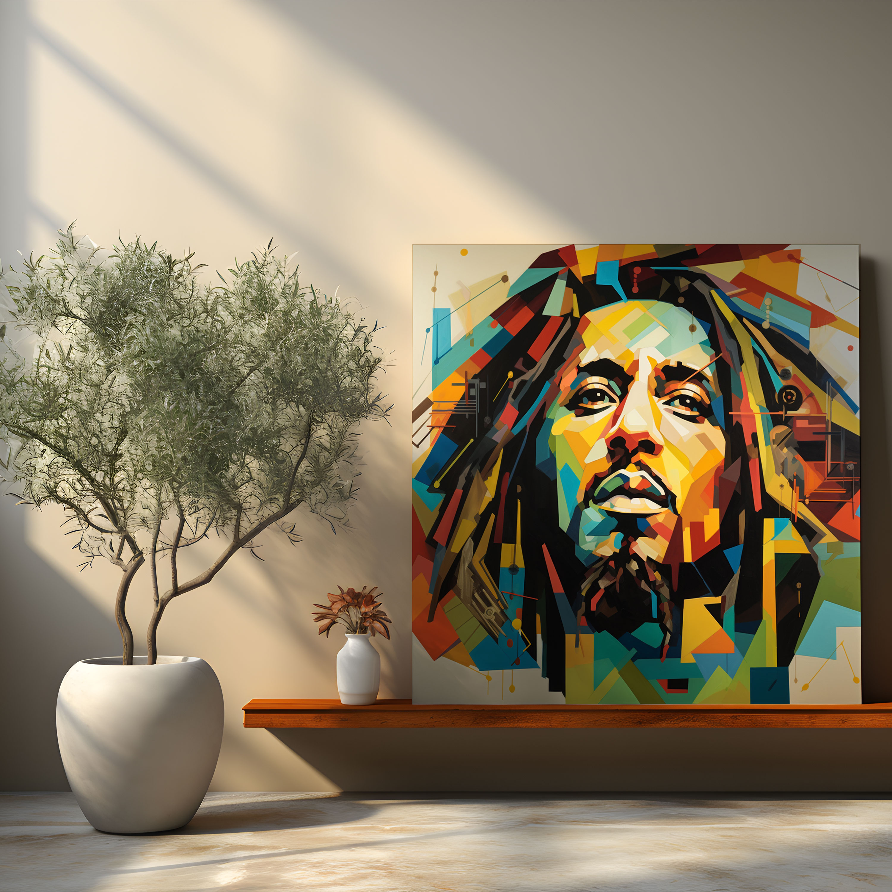 Bob Marley Wall Art - Geometric Abstract Canvas Print - Bob Marley, Wall Art, Artistic Flair, Home Decoration