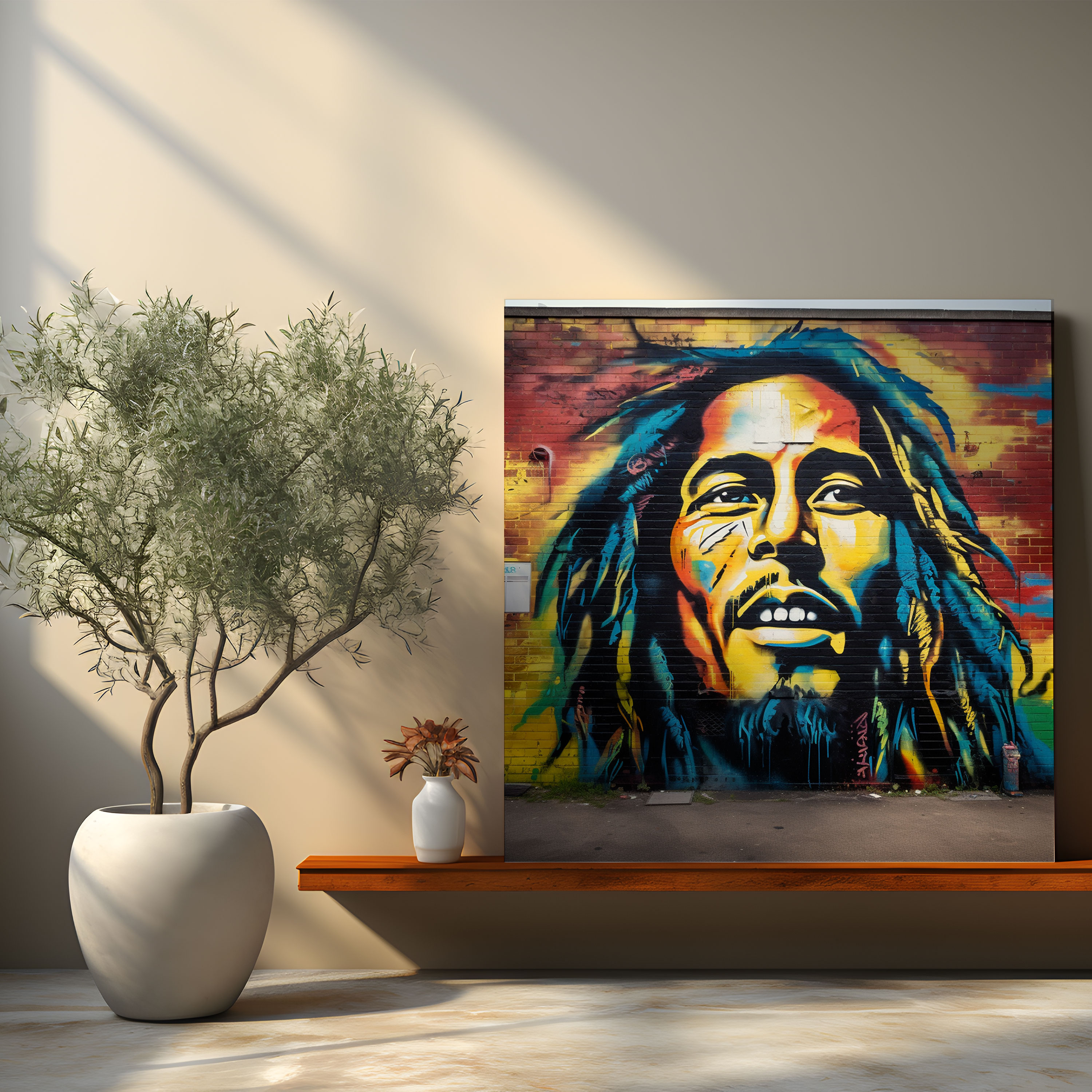 Bob Marley Wall Art - Graffiti Style Canvas Print - Bob Marley, Wall Decoration, Home Decoration, Vibrant Colors