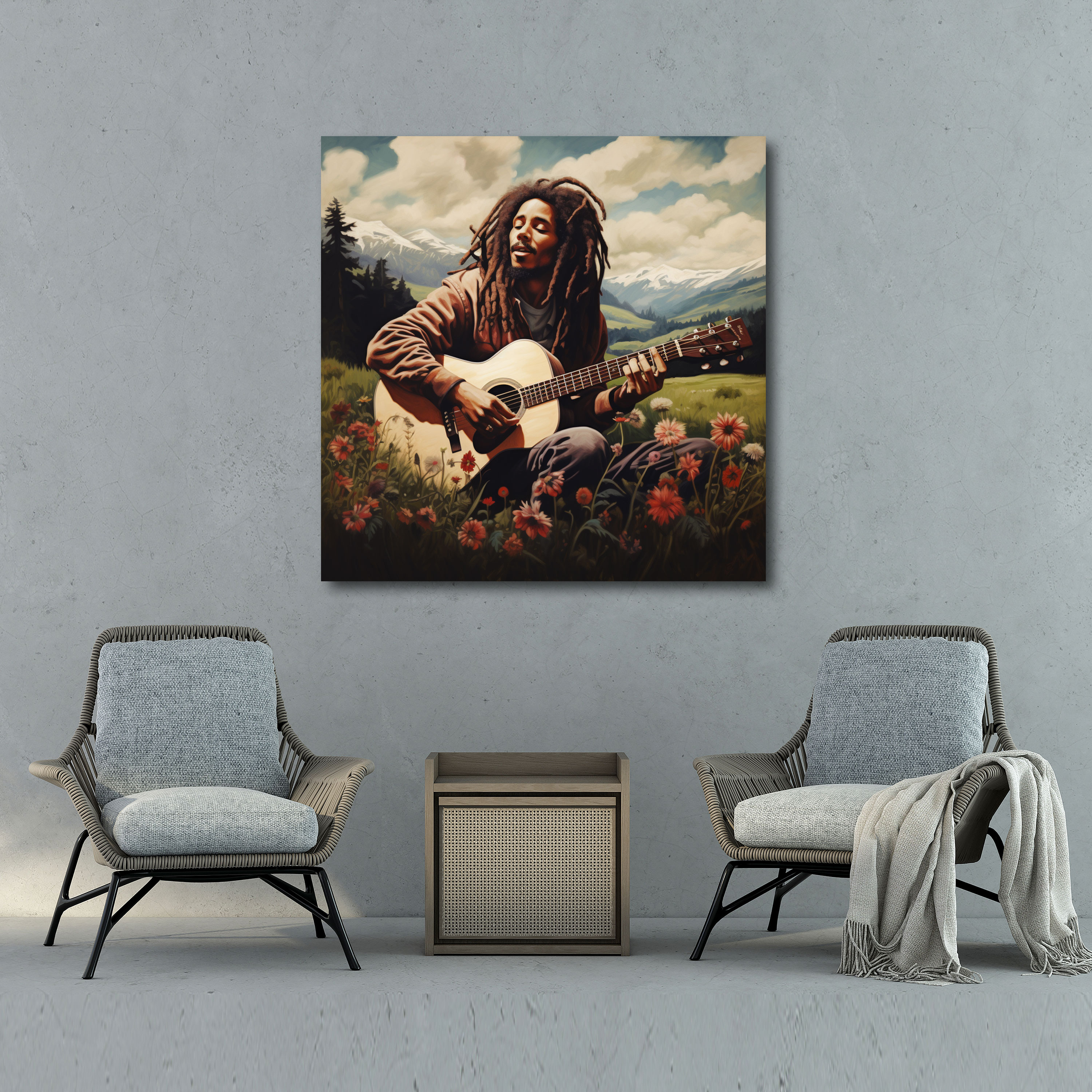 Bob Marley Canvas Print - Peaceful Meadow Wall Decoration - Bob Marley, Wall Art, Bob Marley, Calming