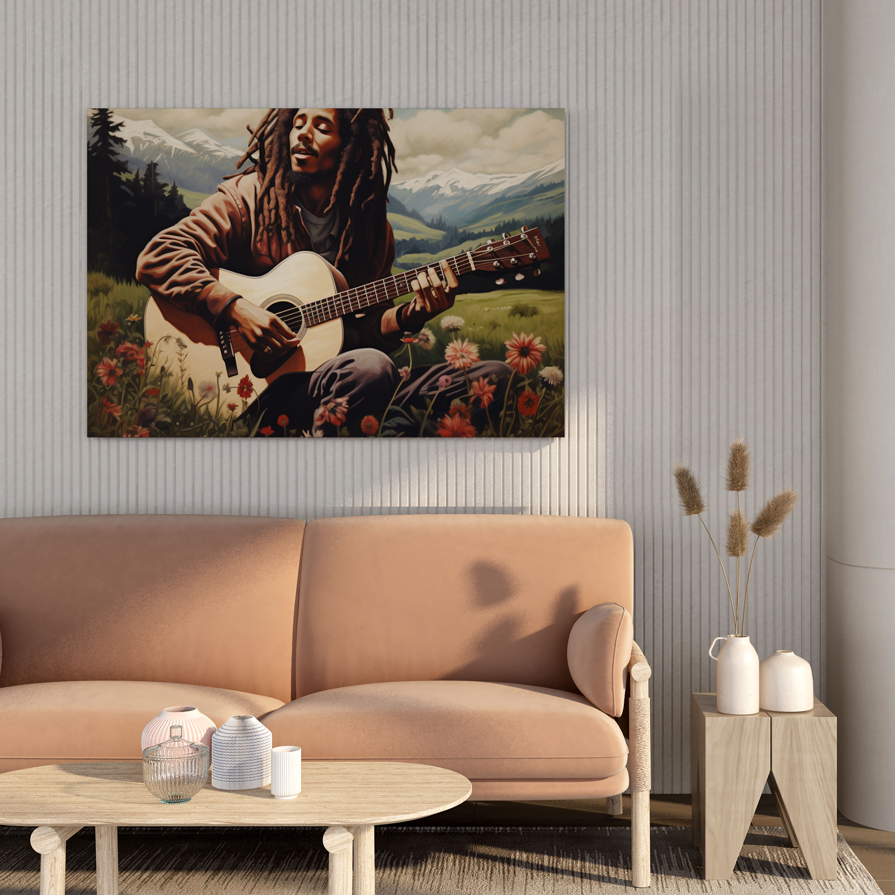 Bob Marley Canvas Print - Peaceful Meadow Wall Decoration - Bob Marley, Wall Art, Bob Marley, Calming