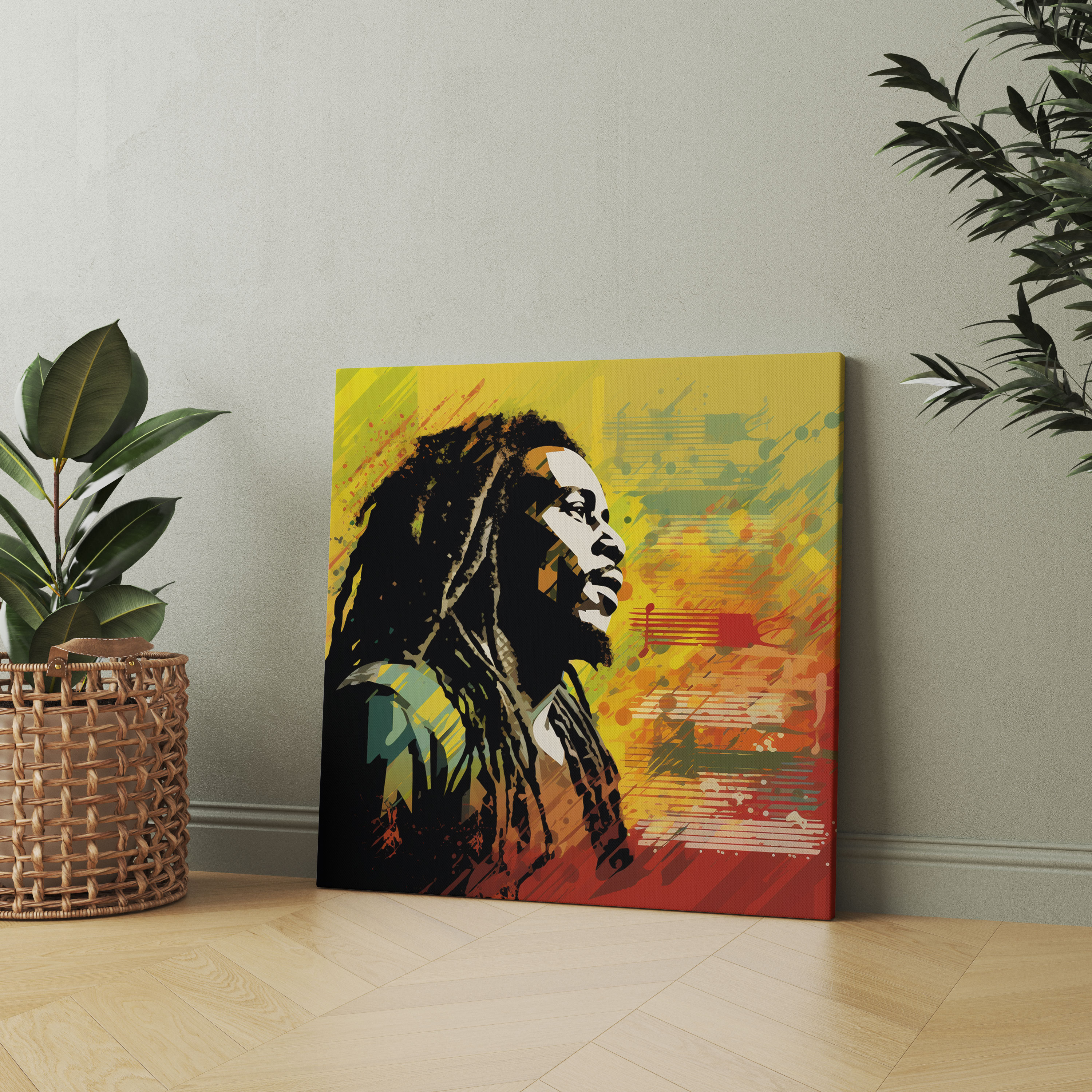 Bob Marley Wandkunst - Musikalische Vibes Leinwandbild - Silhouette Dekoration für Zuhause