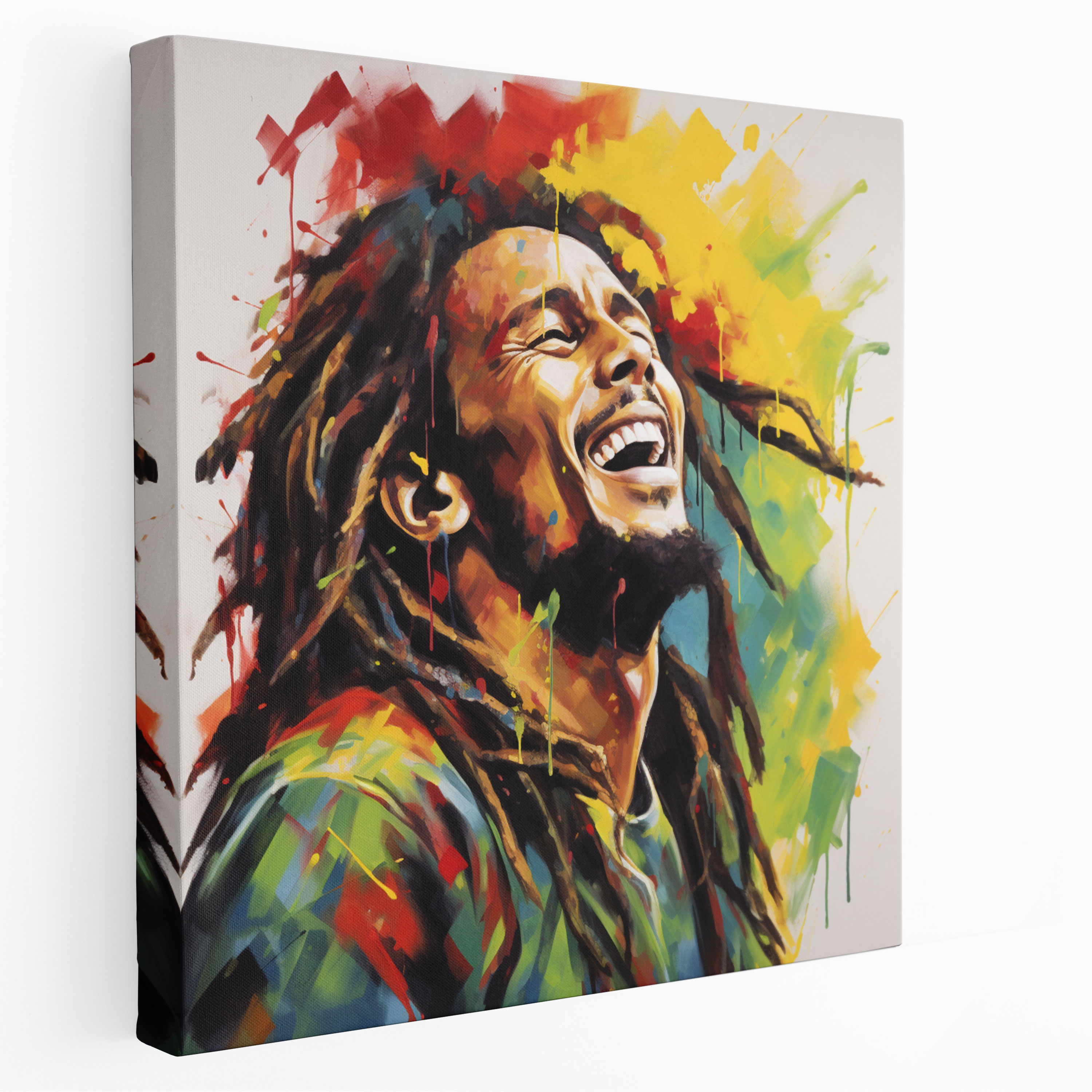 Bob Marley Wandkunst - Rasta-inspiriertes Leinwandbild - Lebendige Farben Wanddekoration