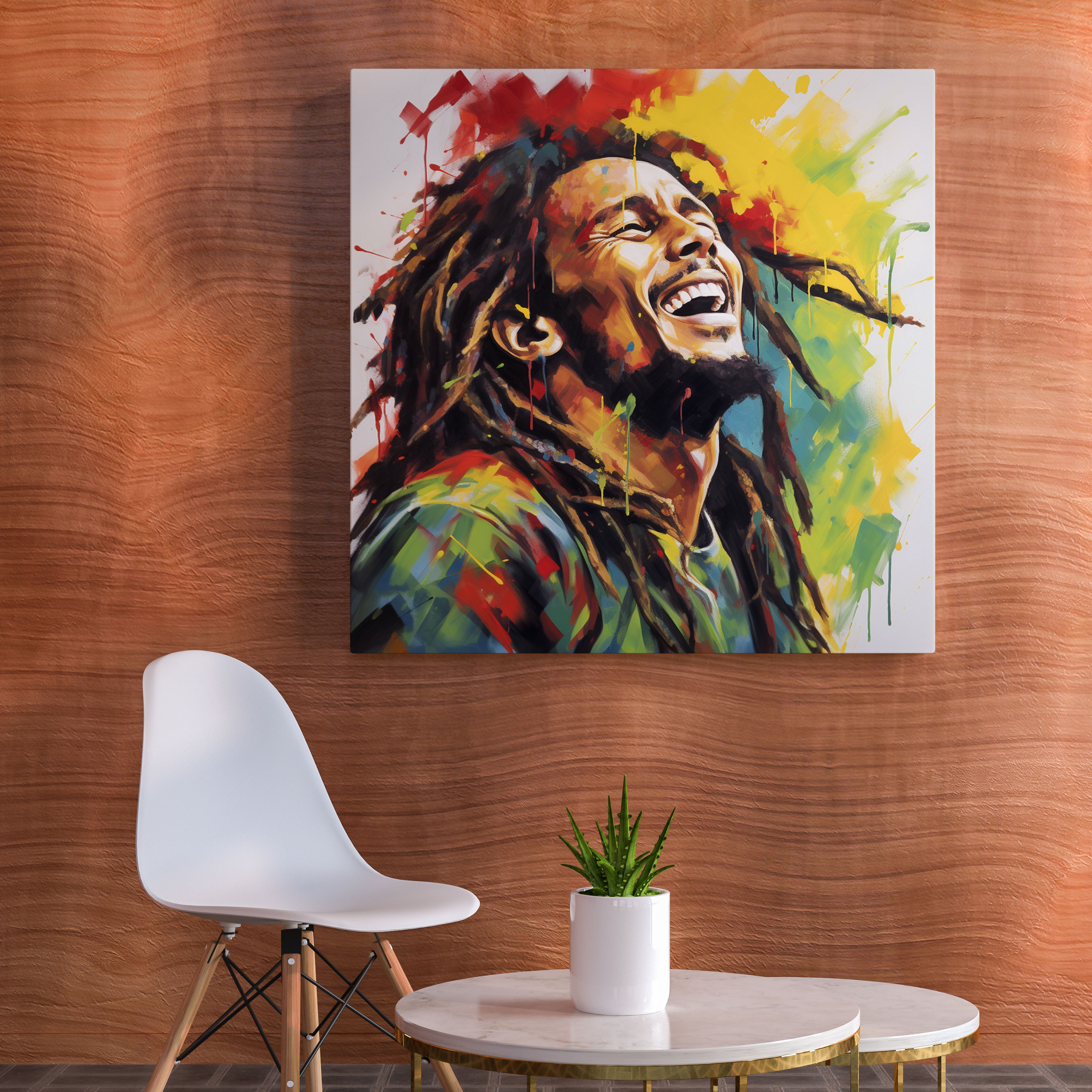 Bob Marley Wandkunst - Rasta-inspiriertes Leinwandbild - Lebendige Farben Wanddekoration