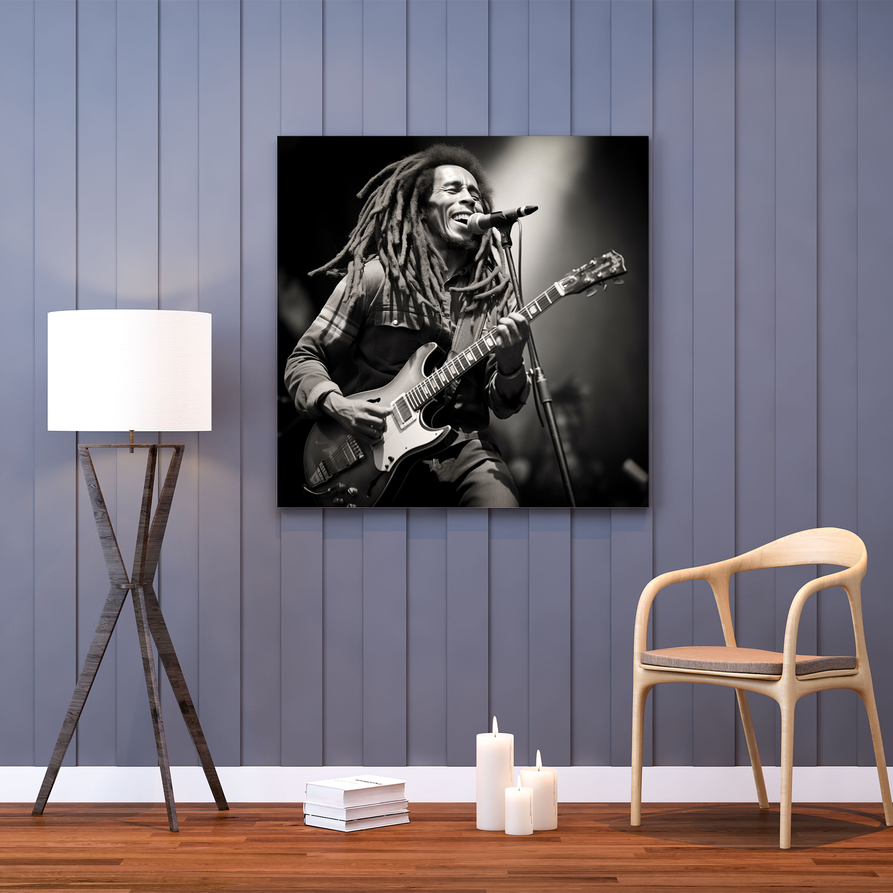 Bob Marley Canvas Print - Black And White Music Wall Art - Bob Marley, Wall Art, Music Enthusiast, Touch Of Red